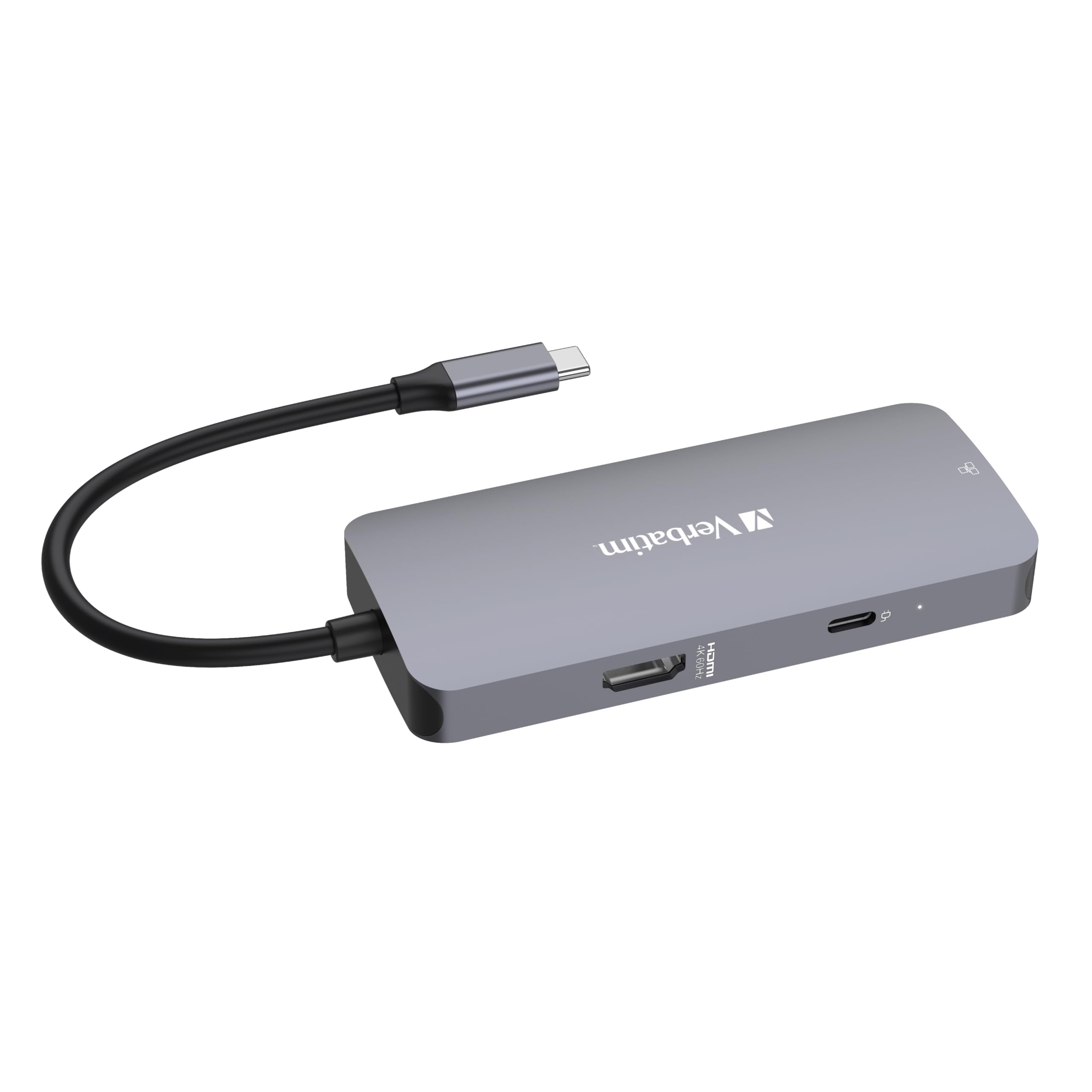 Verbatim USB-C Pro Multiport Hub 5-in-1 Adapter with HDMI, Ethernet, USB-A & USB-C PD - Compatible with MacBook Pro/Air, iPad Pro, Windows Laptops & More - Perfect for Home Office, Remote Work & Business Travel