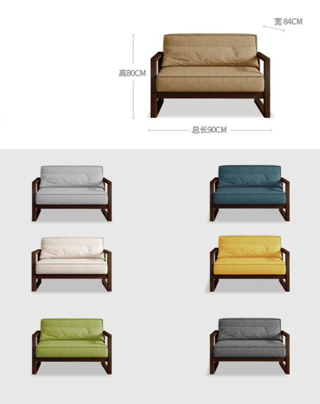 CHLOE Scandinavian Sofa - American Hardwood Frame, Japanese-Inspired Design - Choose from 5 Sizes & 7 Fabric Colors (Walnut, Natural, Black) - Perfect for Living Rooms, Offices & Cozy Spaces
