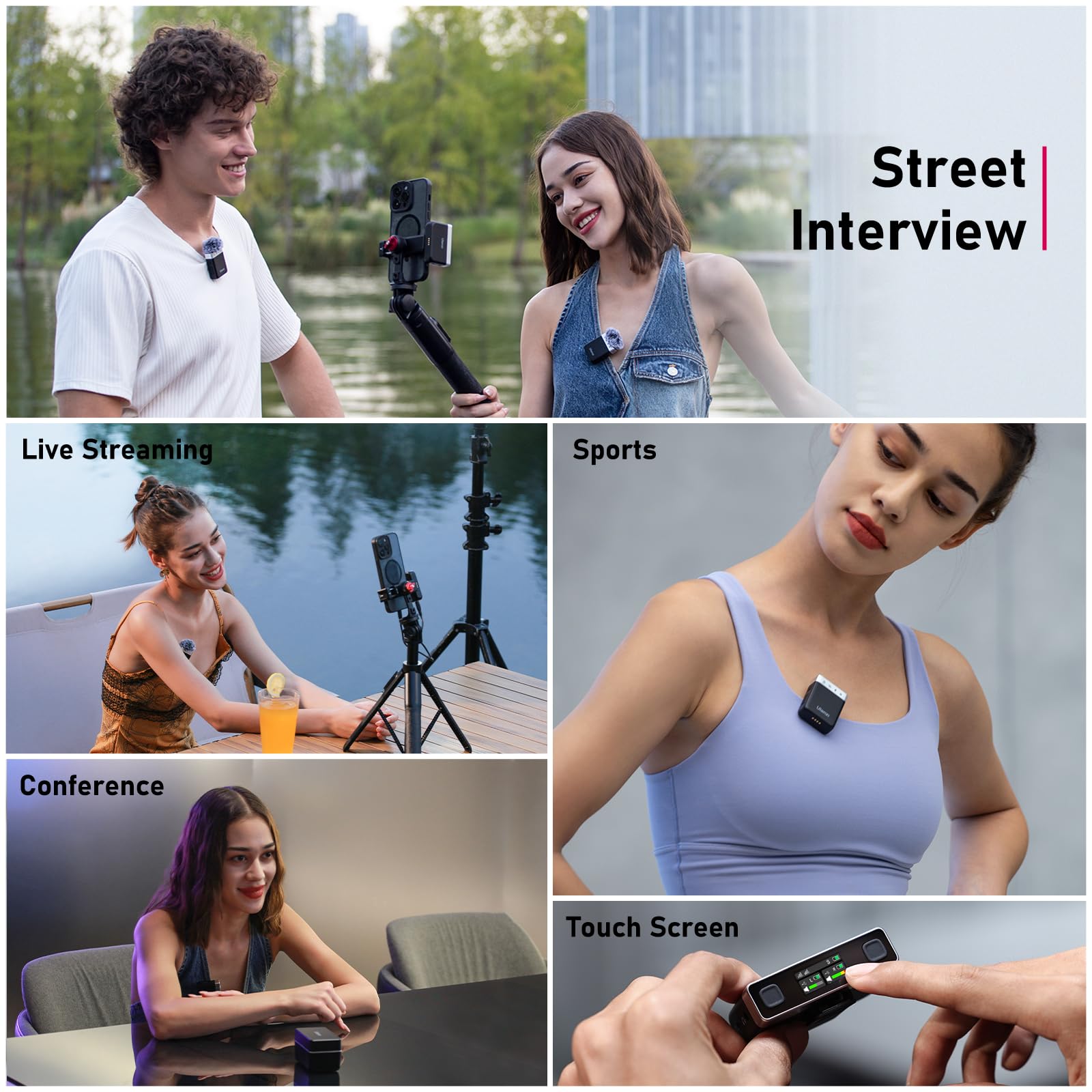 ULANZI AM18 Wireless Lavalier Microphone System with Charging Case - Intelligent LCF Noise Cancellation, 8GB Storage for 14 Hours 48KHz 16-Bit HD Audio - Compatible with iPhone, Android, PC & Camera - Perfect for Vlogging, Interviews, Live Streaming & Content Creation