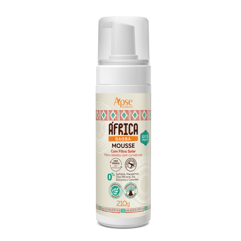 Apse Cosmetics Africa Baobab Mousse 7.1 fl oz - Deep Conditioning Hair Treatment for Dry & Damaged Hair | Perfect for Curly, Coily & Natural Hair Types | Salon-Quality Hydration at Home