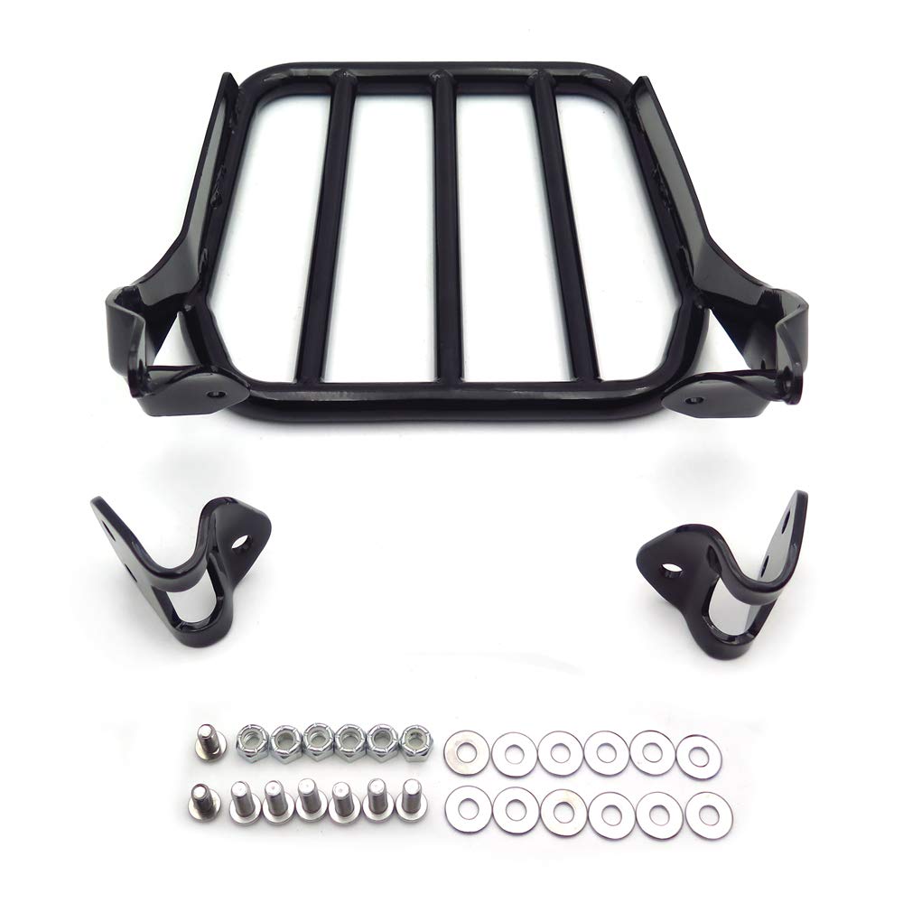 HTTMT US-TGHD-BR-R007-BK Sport Luggage Rack for Holdfast Sissy Bar Upright - Black - Compatible with 2018 & Later FLDE, FLHC, FLHCS, FLSL, FXBB Models - Perfect for Motorcycle Travel & Storage Accessories