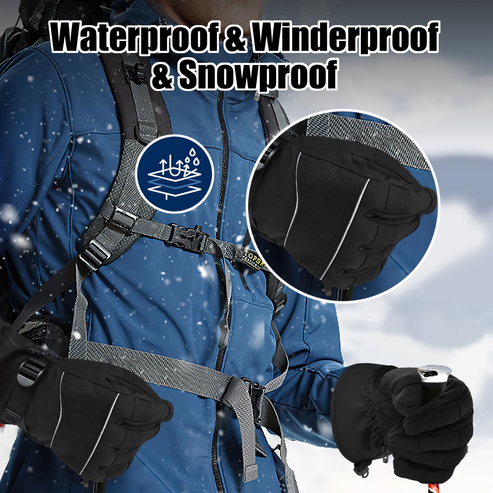 **JUMPHIGH Ski & Snow Gloves for Men & Women - 3M Thinsulate Insulated, Waterproof Winter Gloves for Snowboarding & Outdoor Activities - Perfect Cold Weather Gifts**