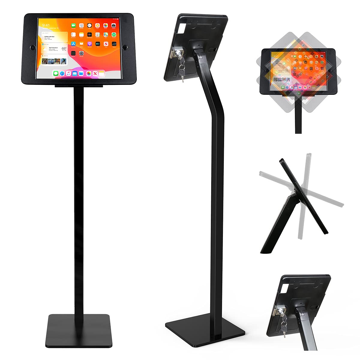 Secure Anti-Theft iPad Kiosk Stand - 360° Swivel & Flip Design for 10.2