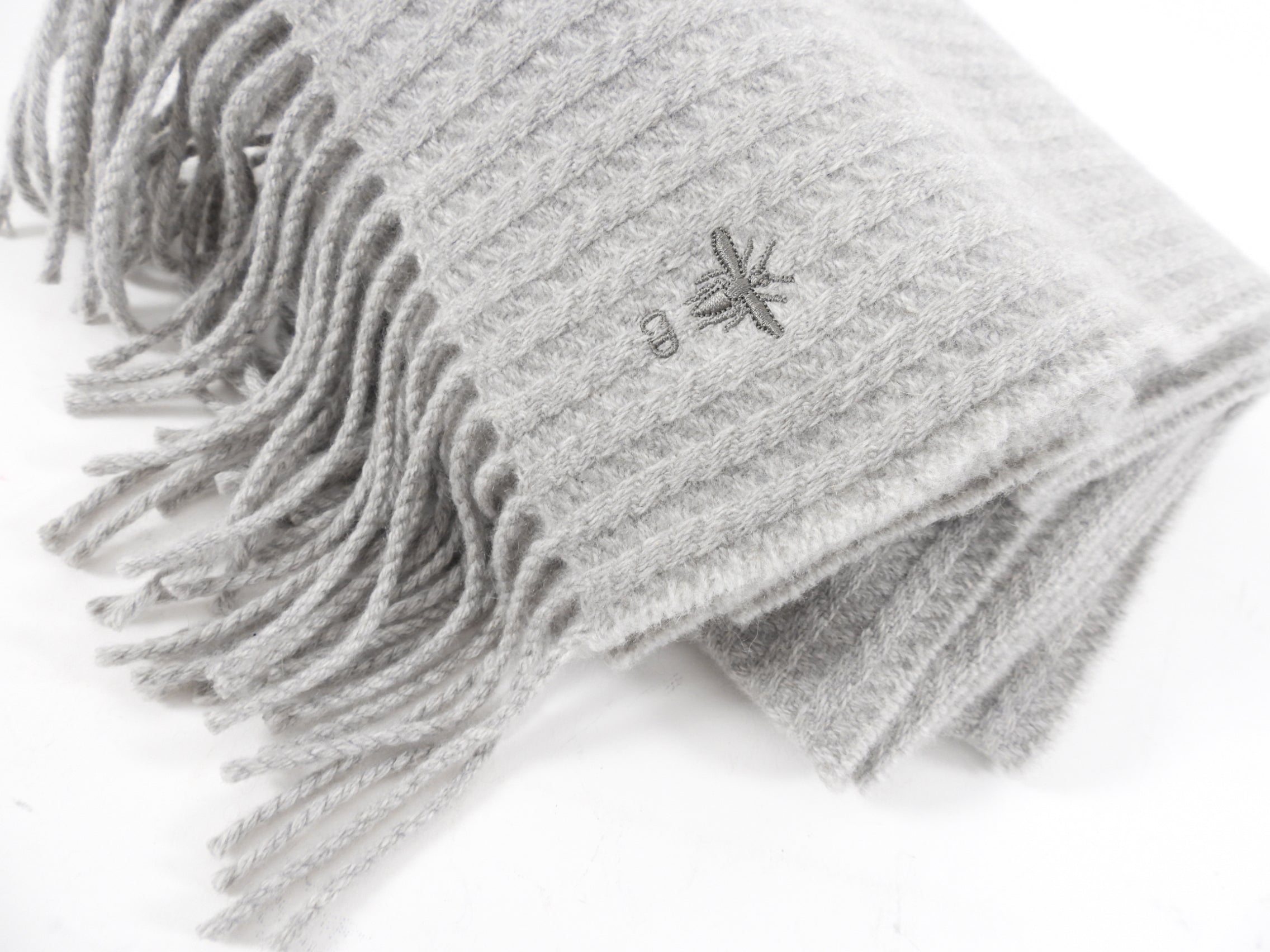 Dior Grey Cashmere Fringe Large Wrap Scarf - Luxurious Soft Winter Shawl for Women, Perfect for Cold Weather, Travel & Fashion Accessories