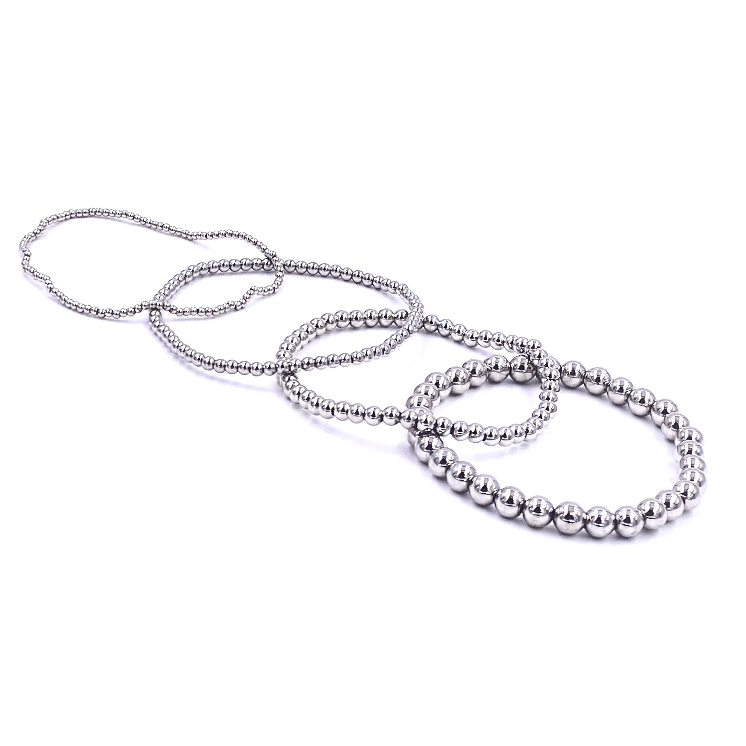 Ashley Gold Stainless Steel Ball Beaded Stretch Bracelet for Women - Elegant Adjustable Jewelry for Party, Wedding & Everyday Wear