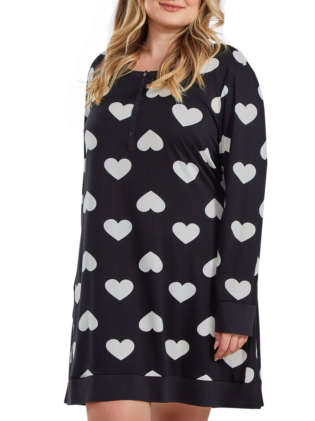 Delara Plus Size Sleep Shirt for Women - Soft Cotton Loungewear for Relaxing at Home & Comfortable Sleepwear