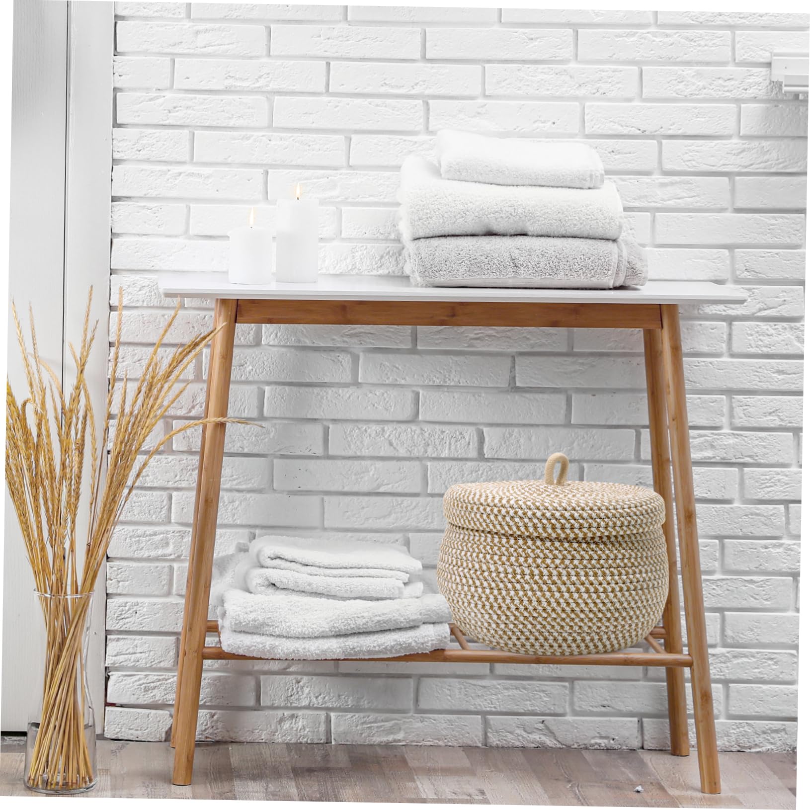 Small Woven Rope Basket with Lid - Round Storage Organizer for Home Decor, Closet, Bathroom & Nursery Organization | Decorative Storage Box for Toys, Blankets & Essentials