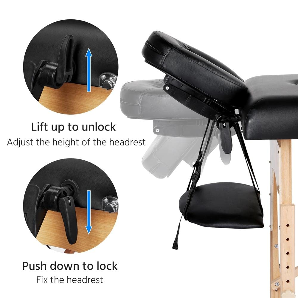 Yaheetech Portable Adjustable Massage Table - Professional Esthetician Bed for Lash Extensions, Waxing, Tattoo & Physical Therapy | Foldable Beauty Spa Table for Salon & Home Use