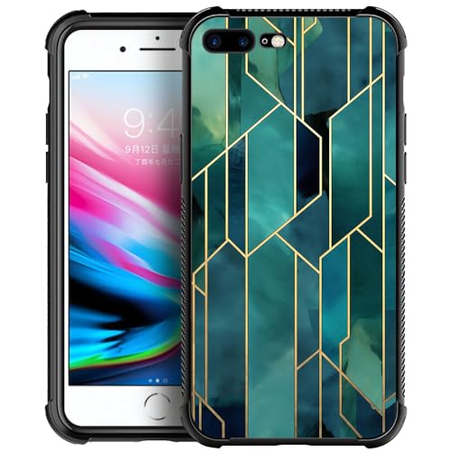 Teal Gold Marbled Geometric Design