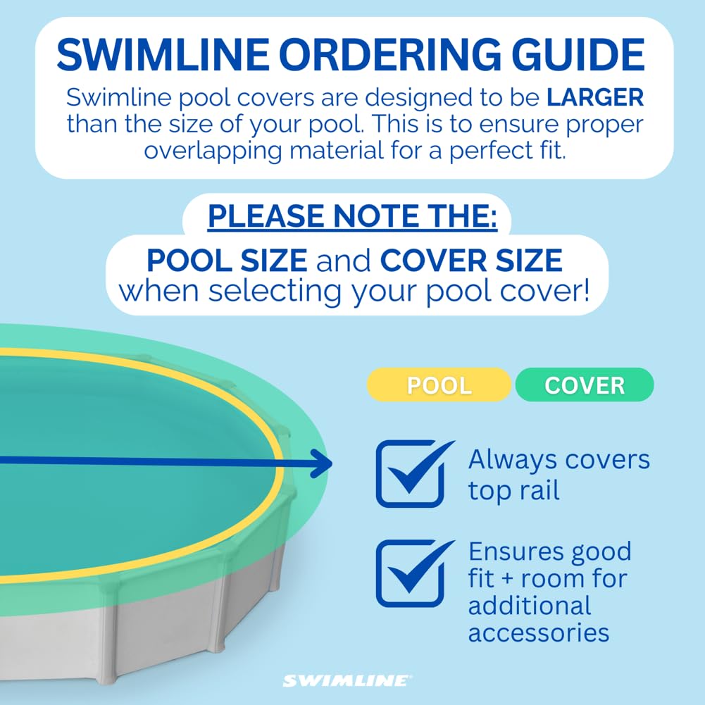 SWIMLINE HYDROTOOLS Silver King Heavy Duty Above Ground Pool Cover - 25x46 FT, Silver/Black, Includes Winch & Cable, UV Protection for 21x42 FT Oval Pools (Model PCO142546) | Durable Winter Protection for Inground & Above Ground Swimming Pools