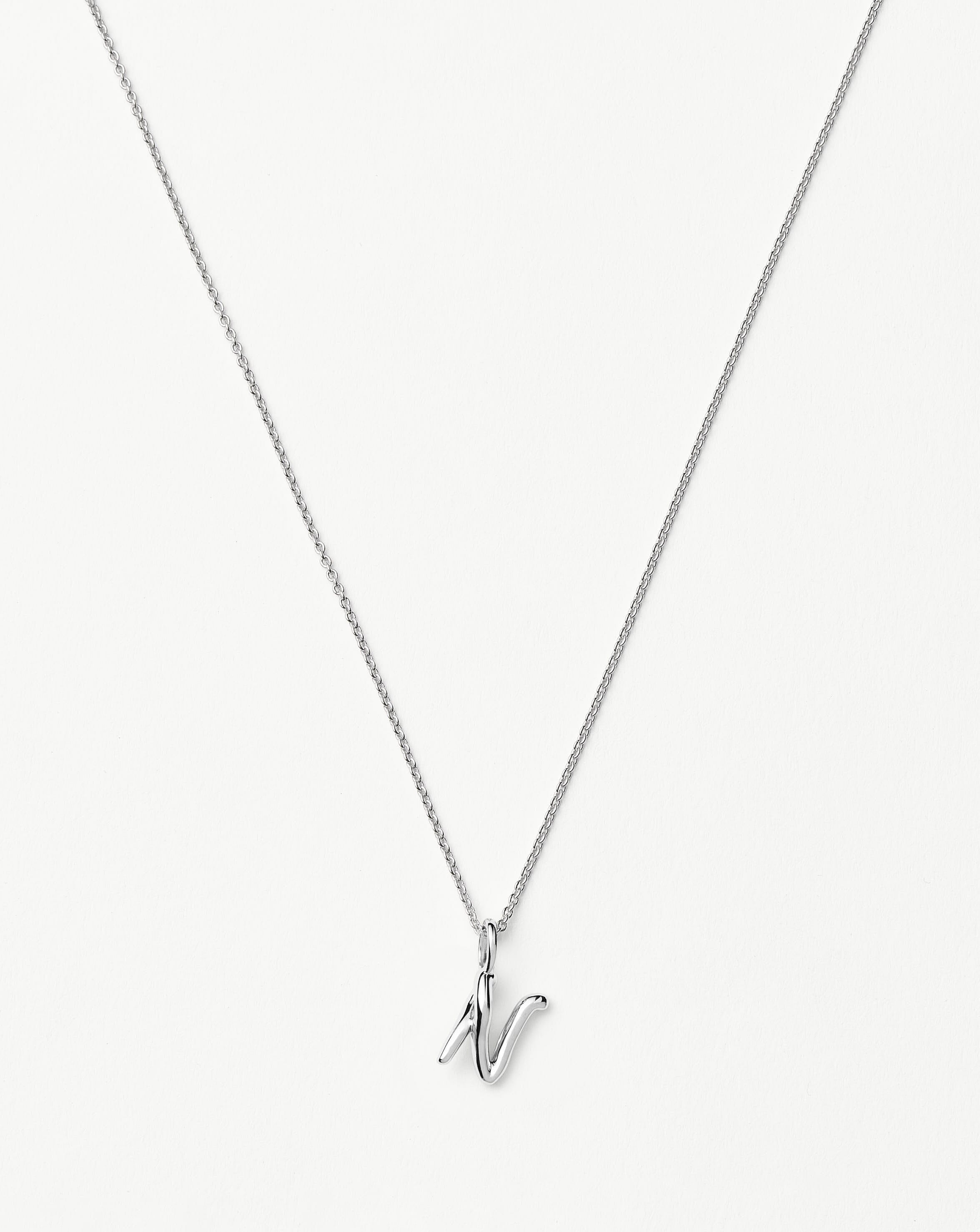 Curly Molten Mini Initial Necklace | Sterling Silver Personalized Jewelry | Perfect Gift for Birthdays, Anniversaries & Valentine's Day