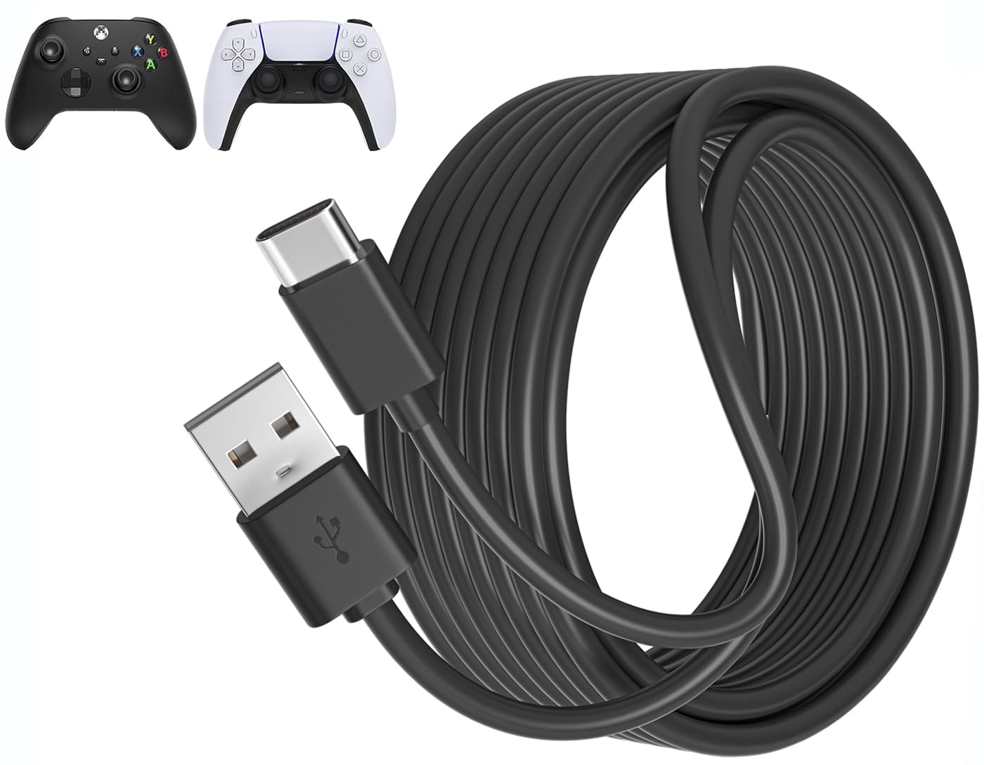 Premium 10FT USB C to USB A Fast Charging Cable for PS5 Controller, Xbox Series X/S, Nintendo Switch Pro - High-Speed Data Sync & Durable Nylon Braided Cord - Perfect for Gaming, Travel & Home Use