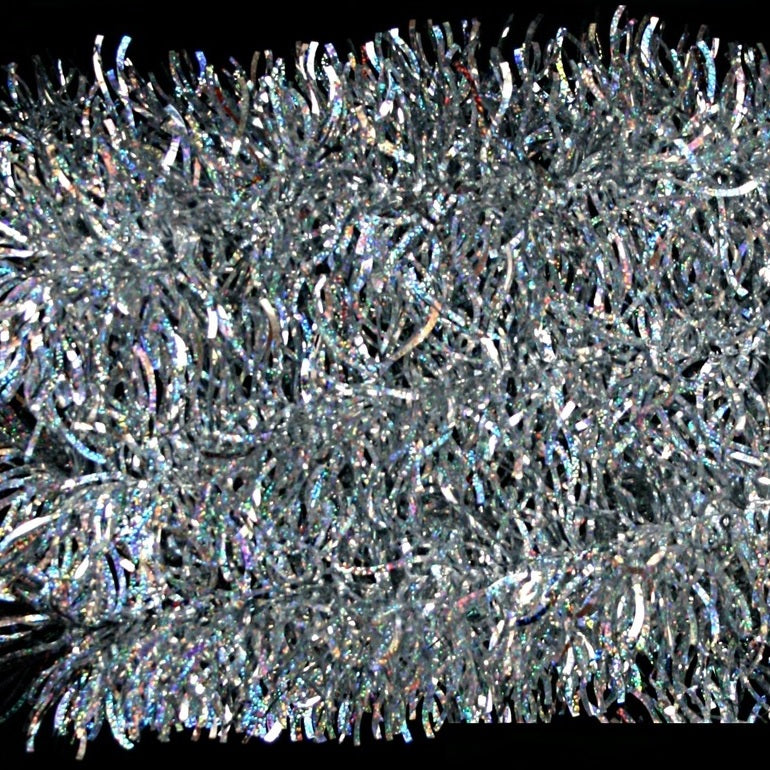 10' Holographic Silver Wave Tinsel Garland - Shiny Party Decor for Christmas Tree, Wedding, Birthday & Home Decoration