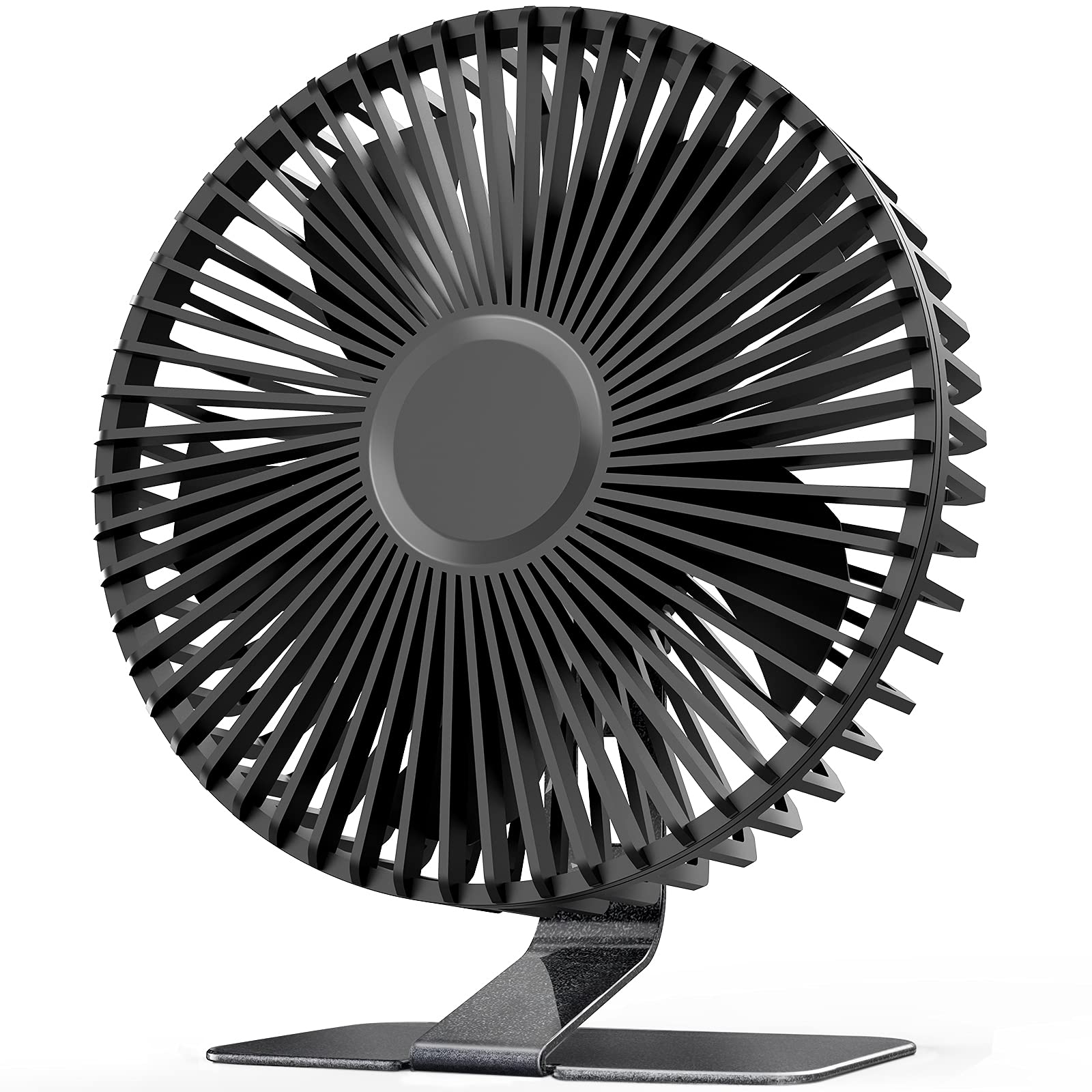 SLENPET 6 Inch USB Desk Fan with 4 Speed Settings - Ultra Quiet Personal Cooling Fan with 90° Adjustable Head & Metal Base - Portable Mini Table Fan for Home, Office, Bedroom, Dorm (Black) | Perfect for Work Desks, Nightstands, and Small Spaces