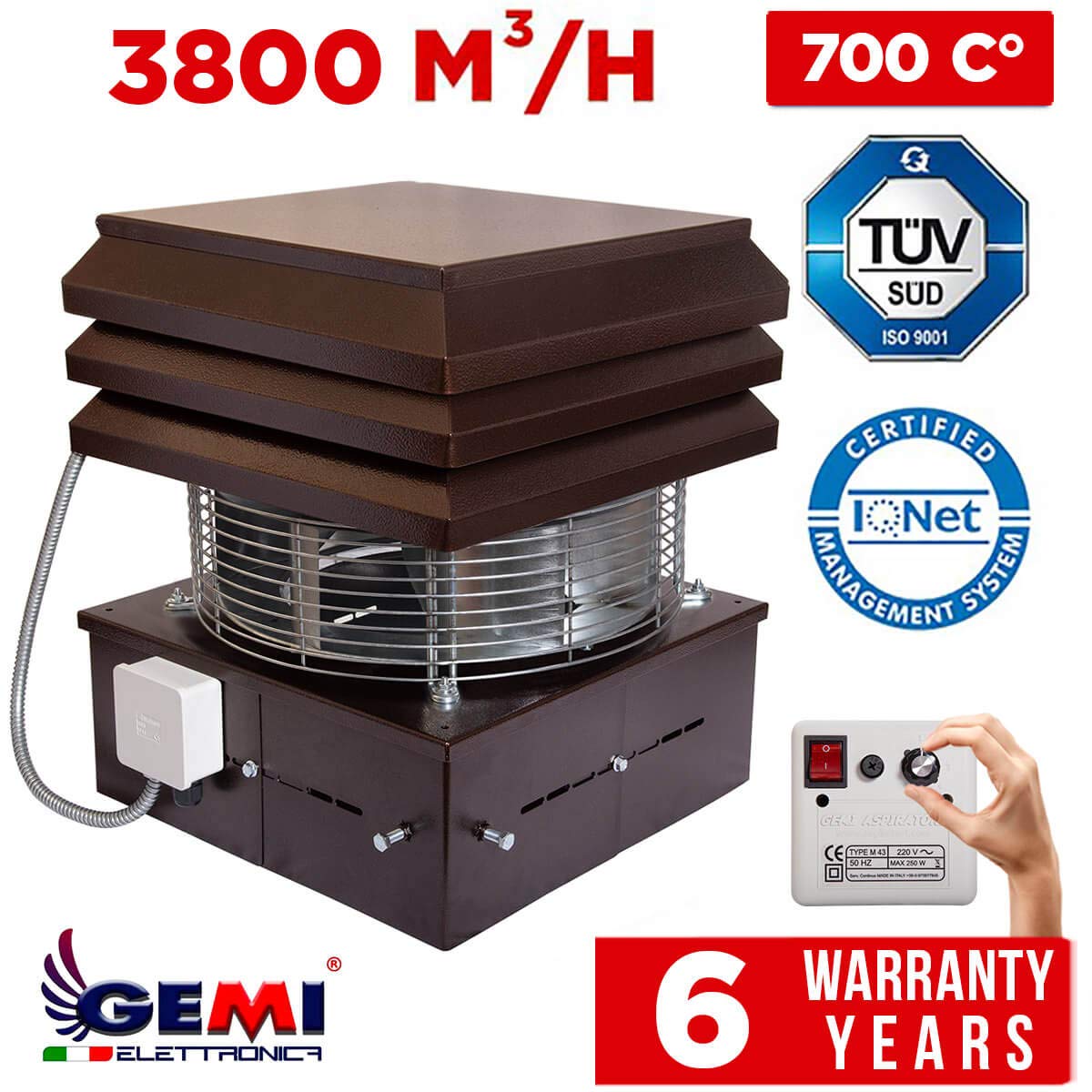 Professional 110V Chimney Draft Inducer & Fireplace Exhaust Fan - Heavy Duty Flue Fan for Fireplace, BBQ & Wood Stove | Improves Ventilation & Reduces Smoke for Home Heating & Outdoor Cooking