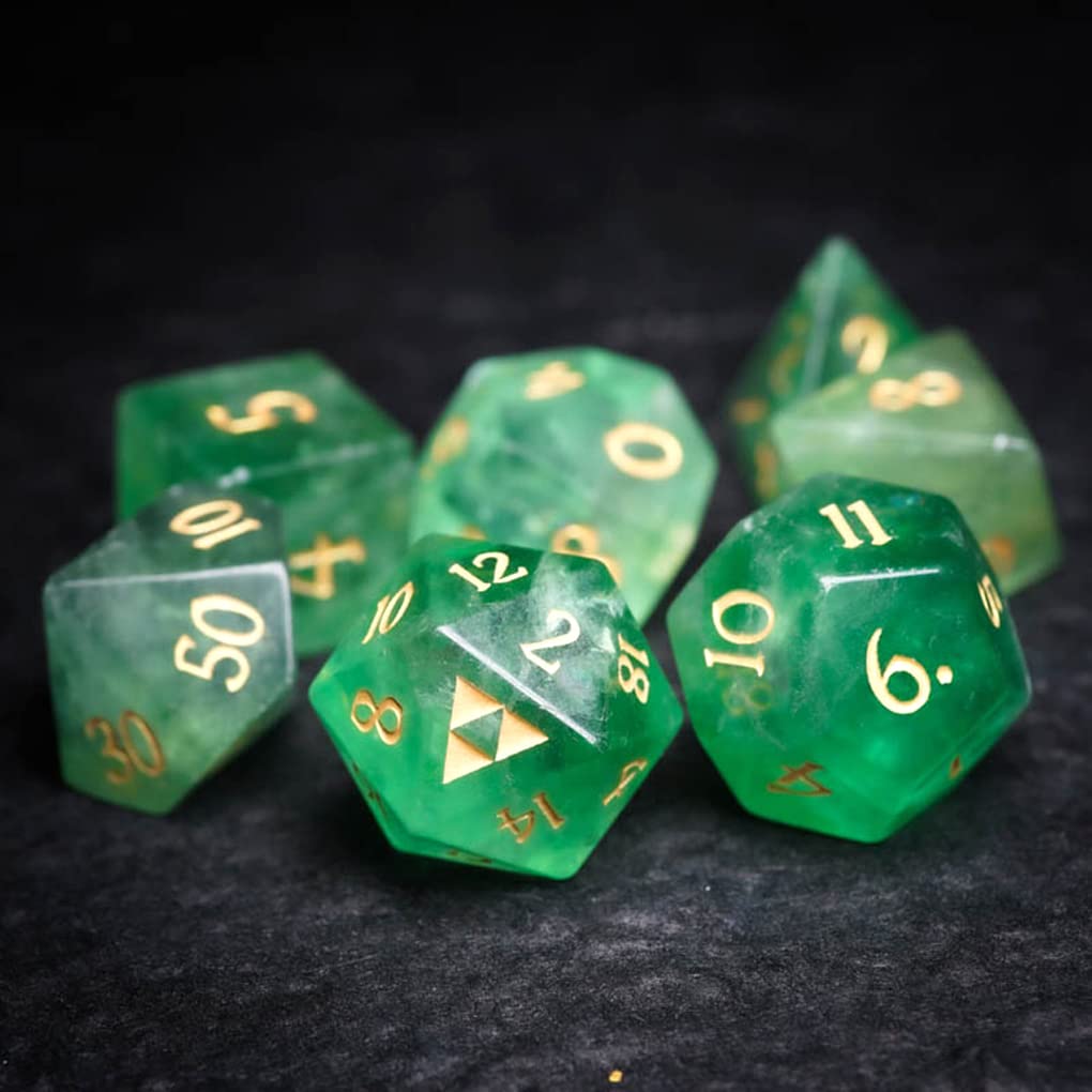 Premium Green Fluorite D&D Dice Set - 7-Piece Polyhedral RPG Dice for Dungeons & Dragons, Pathfinder, MTG & Tabletop Games | Perfect for Fantasy Roleplaying, Campaigns & Collectors