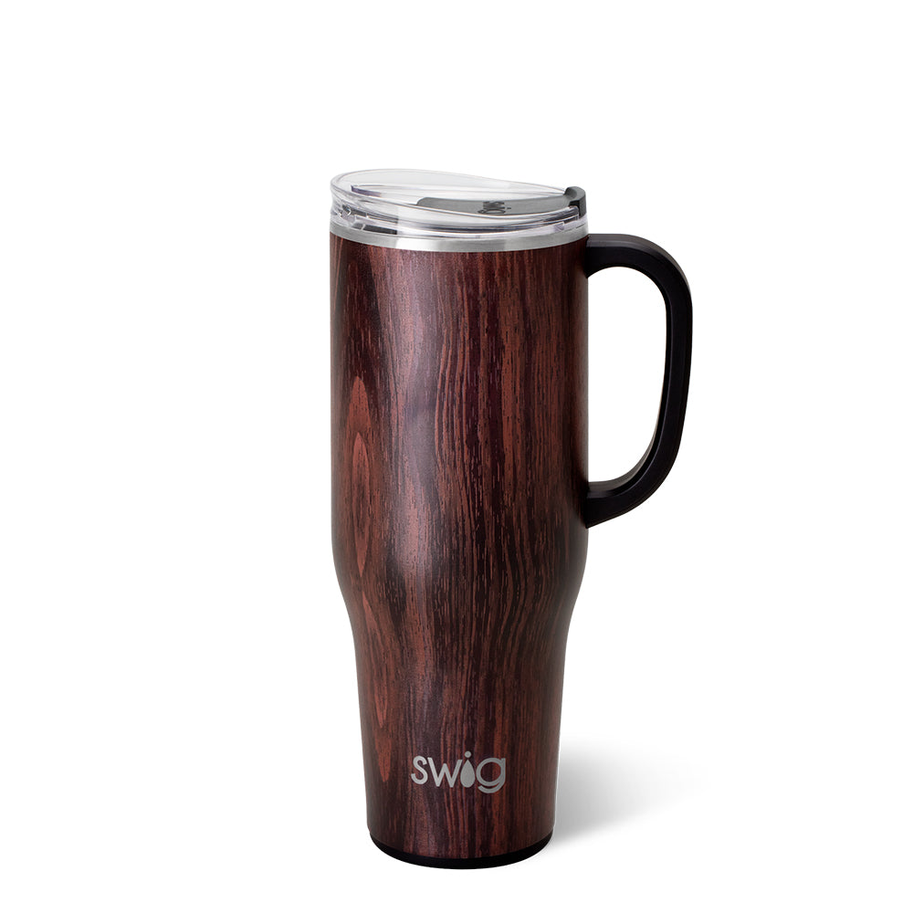 Premium 40oz Bourbon Barrel Mega Mug - Handcrafted Whiskey Barrel Inspired Coffee Cup with Lid & Handle - Perfect for Coffee, Tea, Beer & Outdoor Camping
