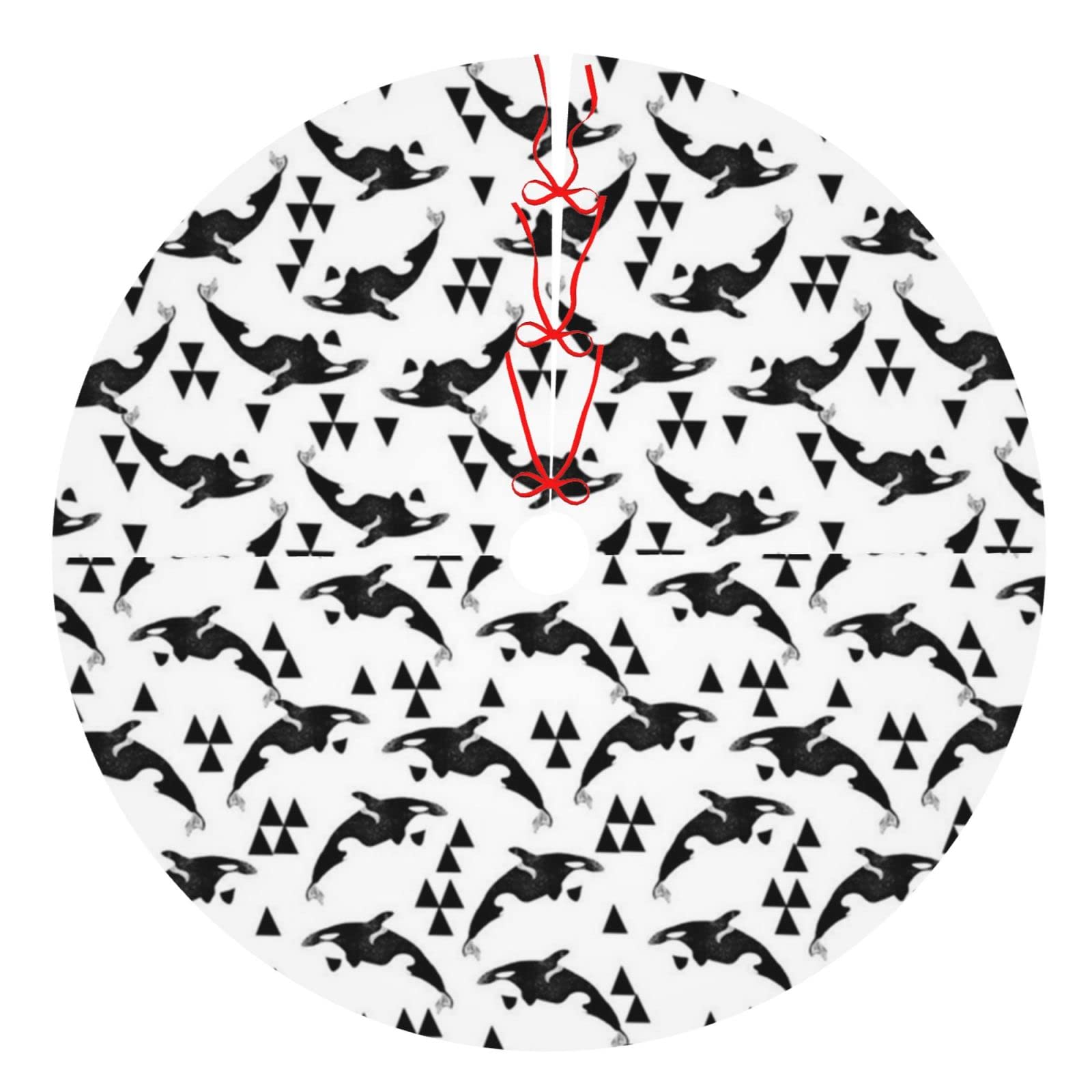 Cute Orca Whale Christmas Tree Skirt - Holiday Xmas Tree Decor for Home, Party & Festive Celebrations | Perfect for Living Room, Bedroom & Christmas Gatherings