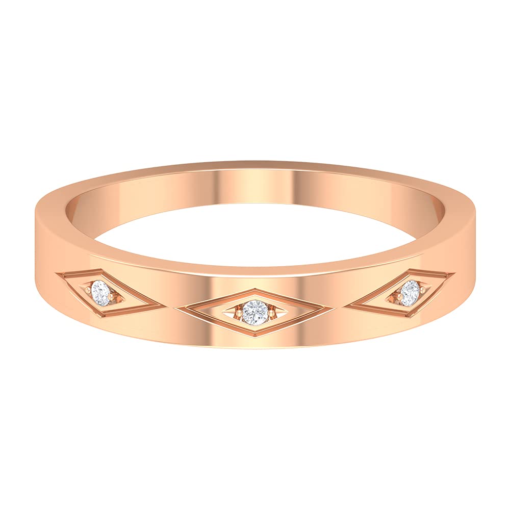 14K Solid Gold Diamond Band Ring for Men - Round Cut April Birthstone Wedding Band, Anniversary & Engagement Ring - Perfect for Gifts & Special Occasions