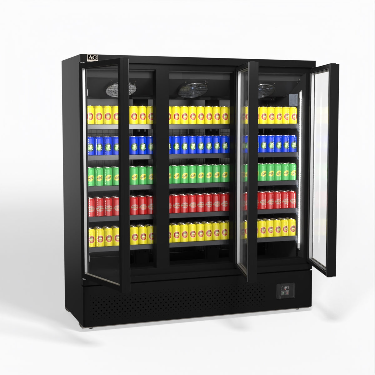 AG Supermarket 3 Glass Door Commercial Upright Display Refrigerator 1539L - Perfect for Grocery Stores, Restaurants & Convenience Shops