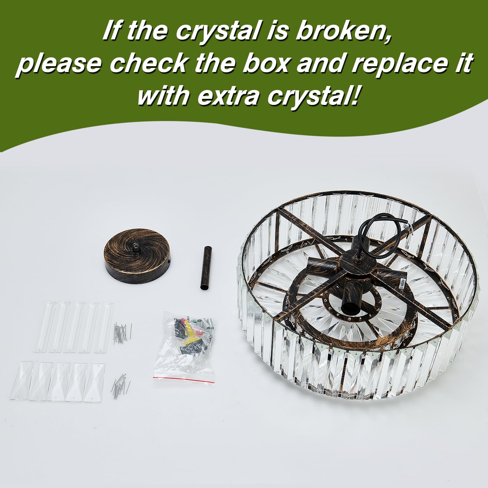 4-Light Modern Crystal Chandelier - Oil Rubbed Bronze Round Semi-Flush Mount Ceiling Light Fixture - Farmhouse Style Lighting for Dining Room, Living Room, Bedroom, Hallway, Entryway & Kitchen - Perfect for Home Decor, Wedding Venues and Restaurant Ambiance