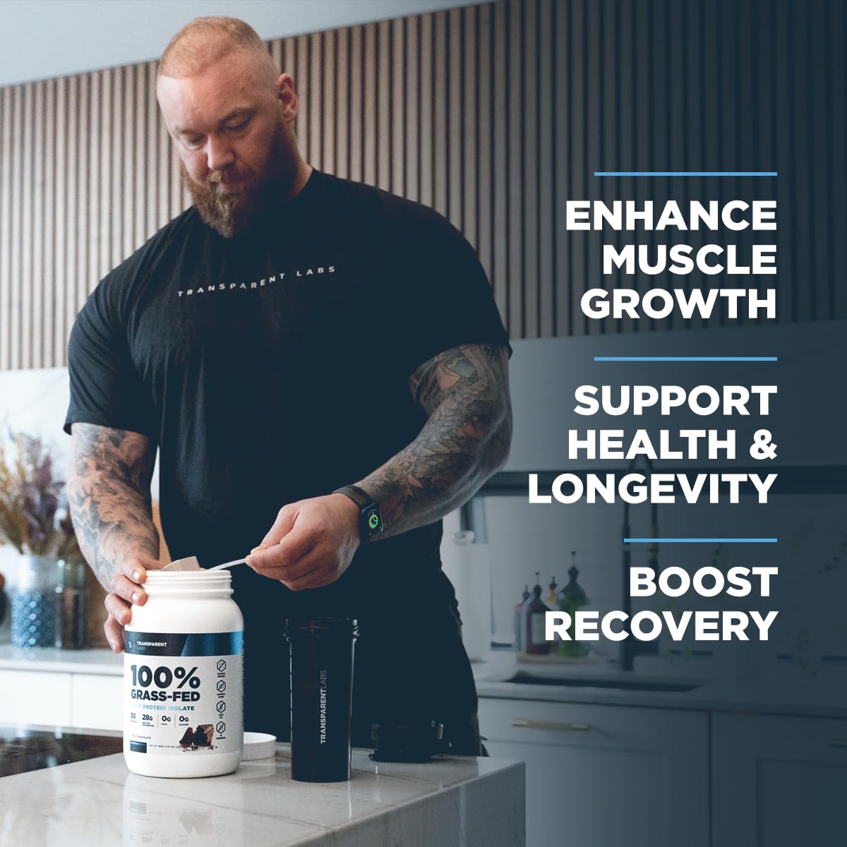 Transparent Labs Grass-Fed Whey Protein Isolate Powder - 28g Protein per Serving, 9 Essential Amino Acids, Gluten Free, Naturally Flavored French Vanilla - 30 Servings for Post-Workout Recovery & Muscle Building