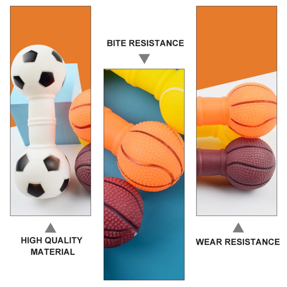 Balacoo 4-Piece Vinyl Dumbbell Dog Chew Toy - Squeaky Interactive Puppy Teething Toy for Small & Medium Dogs - Perfect for Playtime, Training & Dental Health