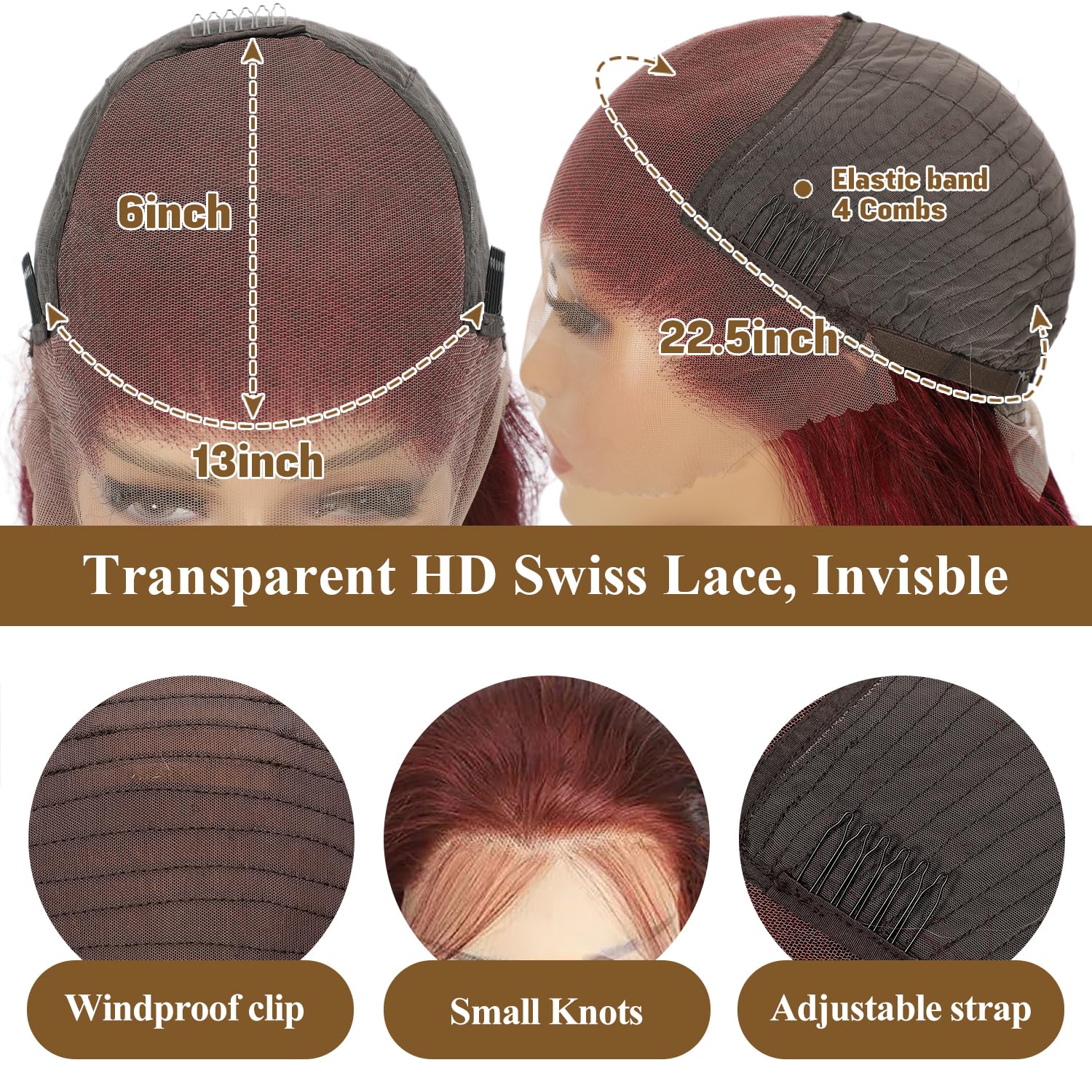 30 Inch Reddish Brown 180 Density Body Wave HD Lace Front Wig - 13x6 Lace Human Hair Wig with Pre-Plucked Hairline (350% Density) - Natural Looking Wigs for Women - Perfect for Daily Wear, Parties & Special Occasions