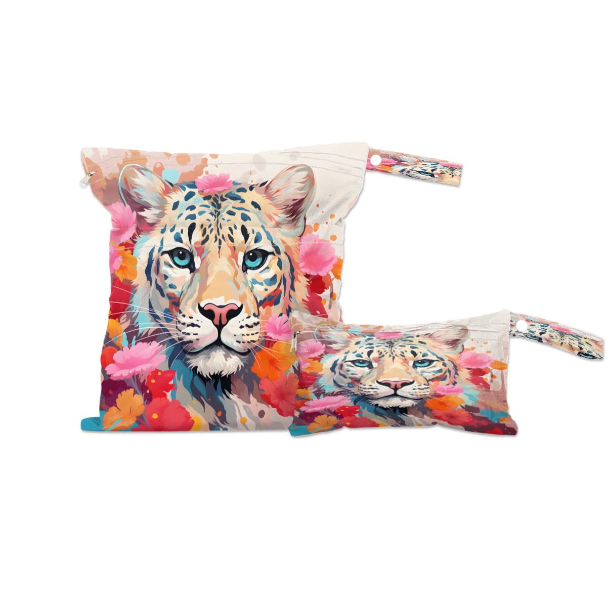 2-Pack Waterproof Wet Dry Bags - Colorful Tiger Print Swimsuits & Laundry Storage Organizer for Beach, Pool, Gym, Yoga, Travel & Cloth Diapers - Reusable Travel Accessories for Sports, Baby Care & Outdoor Activities