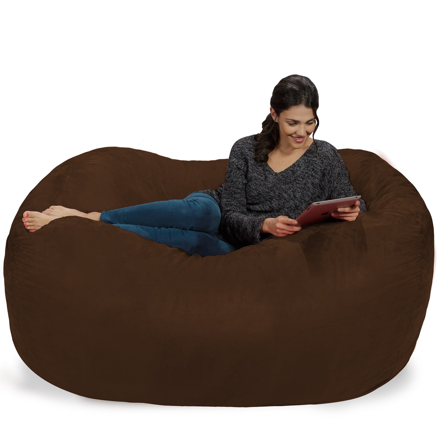 Chill Sack 6' Memory Foam Bean Bag Chair - Oversized Lounger with Soft Microfiber Cover (Chocolate) - Perfect for Gaming, Movie Nights & Dorm Room Relaxation