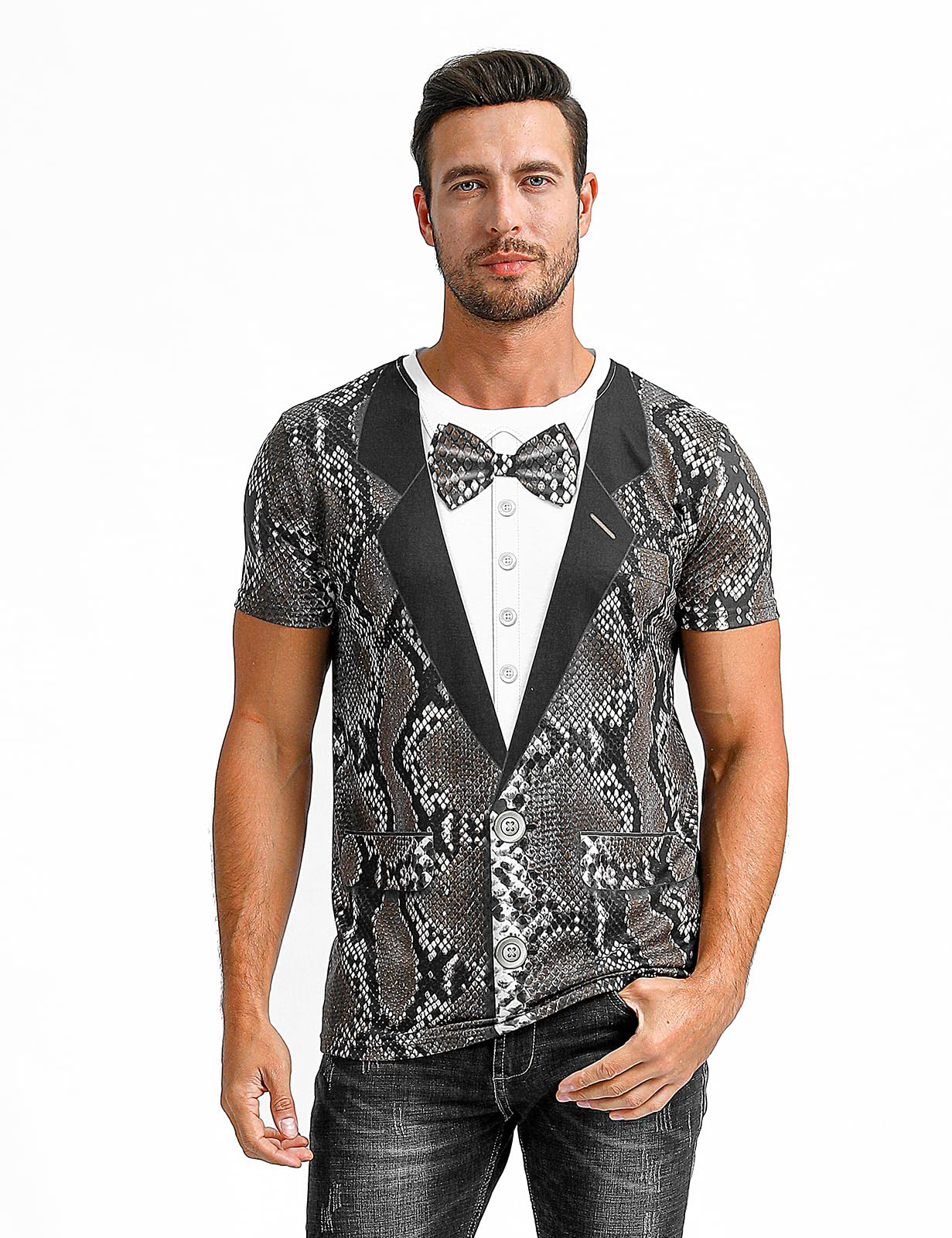 Funny Animal Print Tuxedo T-Shirts for Men - Novelty Graphic Tees for Parties, Cosplay & Casual Wear