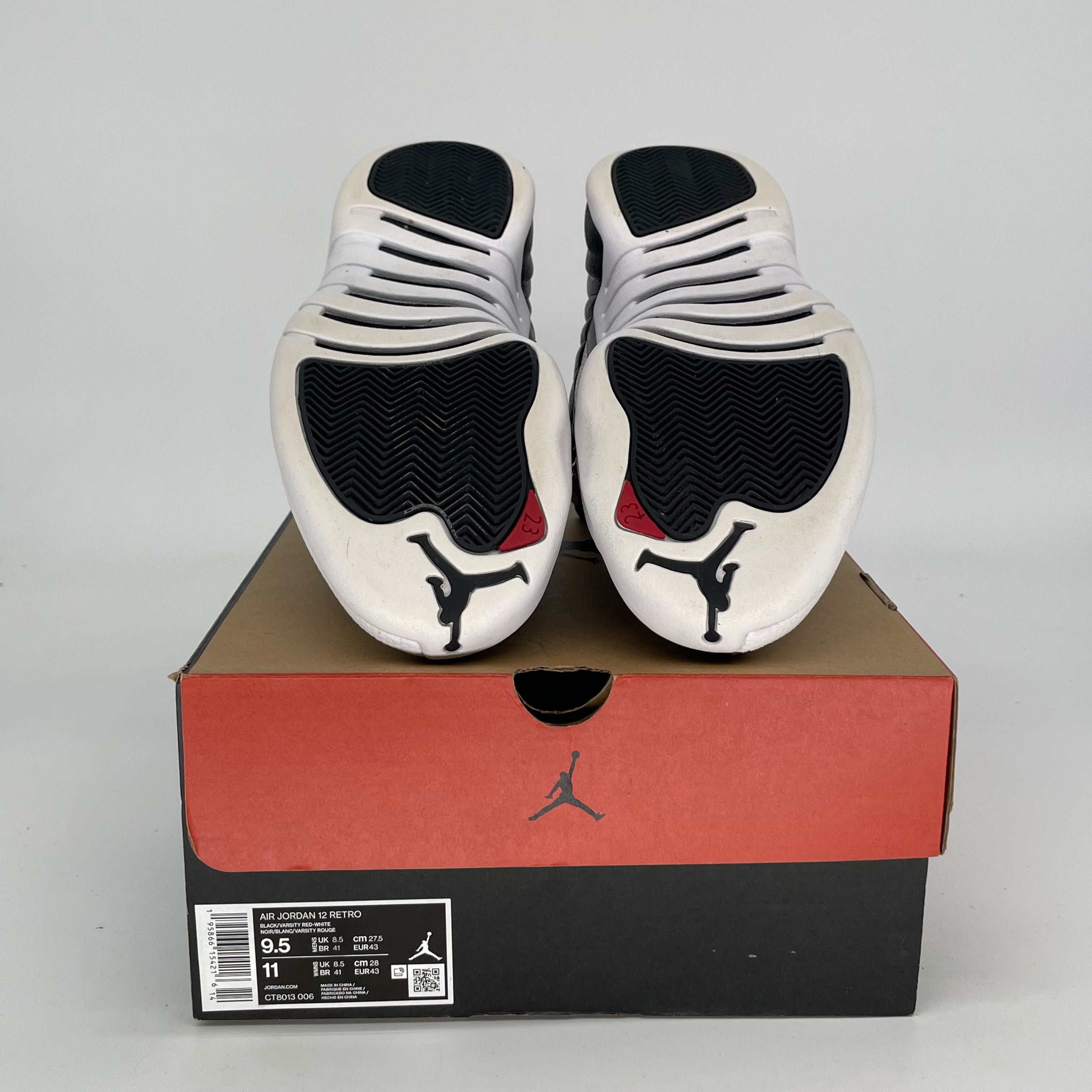 Original Air Jordan 12 Playoffs Basketball Shoes - Men's Size 9.5/Women's 11 - Black/Red (CT8013-006) - Perfect for Game Day & Sneaker Collectors