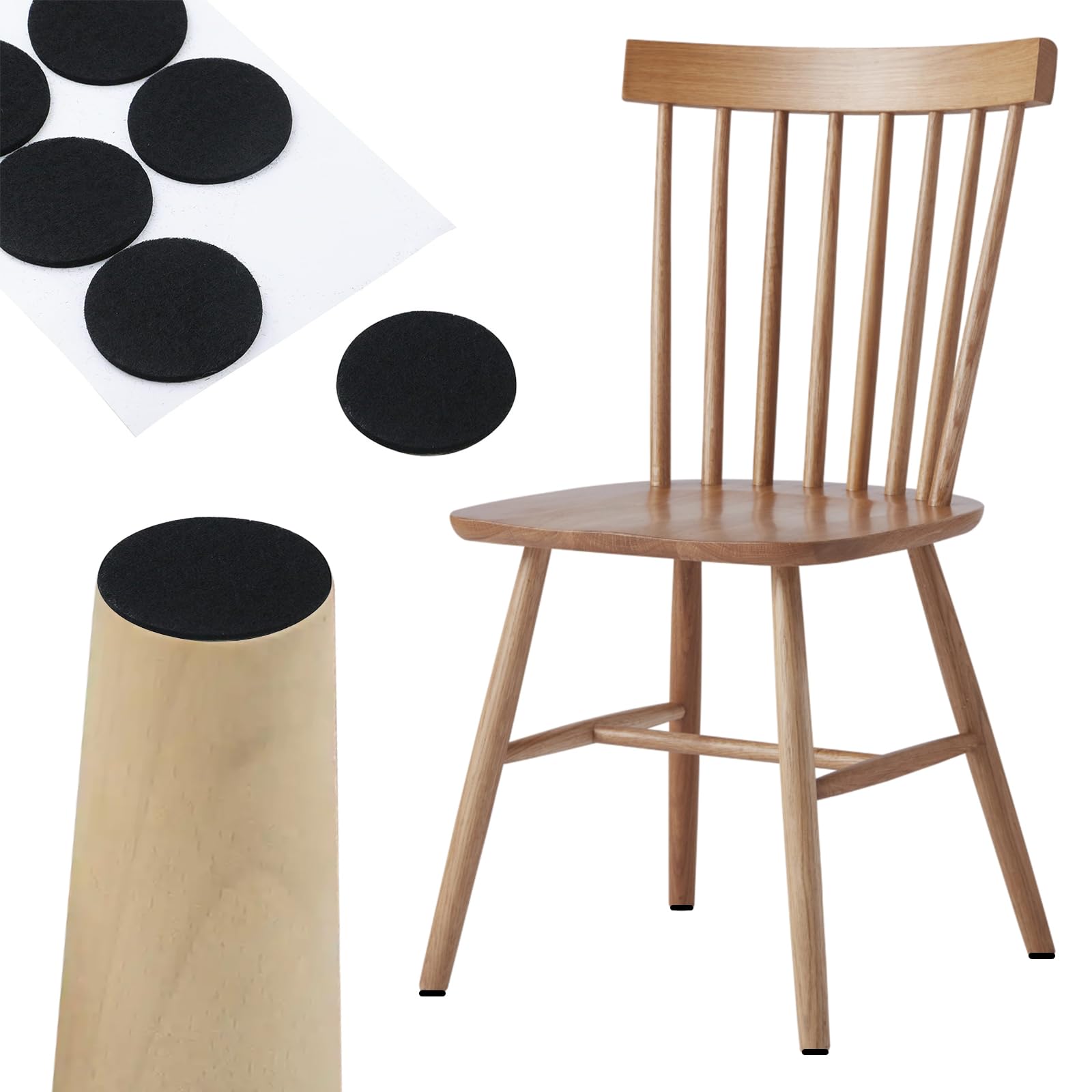 Antrader 1.5 Inch Self-Adhesive Felt Pads for Furniture - 48 Pack Black Round Felt Floor Protectors for Wood Floors, Tables, Chairs - Prevent Scratches & Noise - Perfect for Hardwood, Laminate, Tile Floors in Home & Office