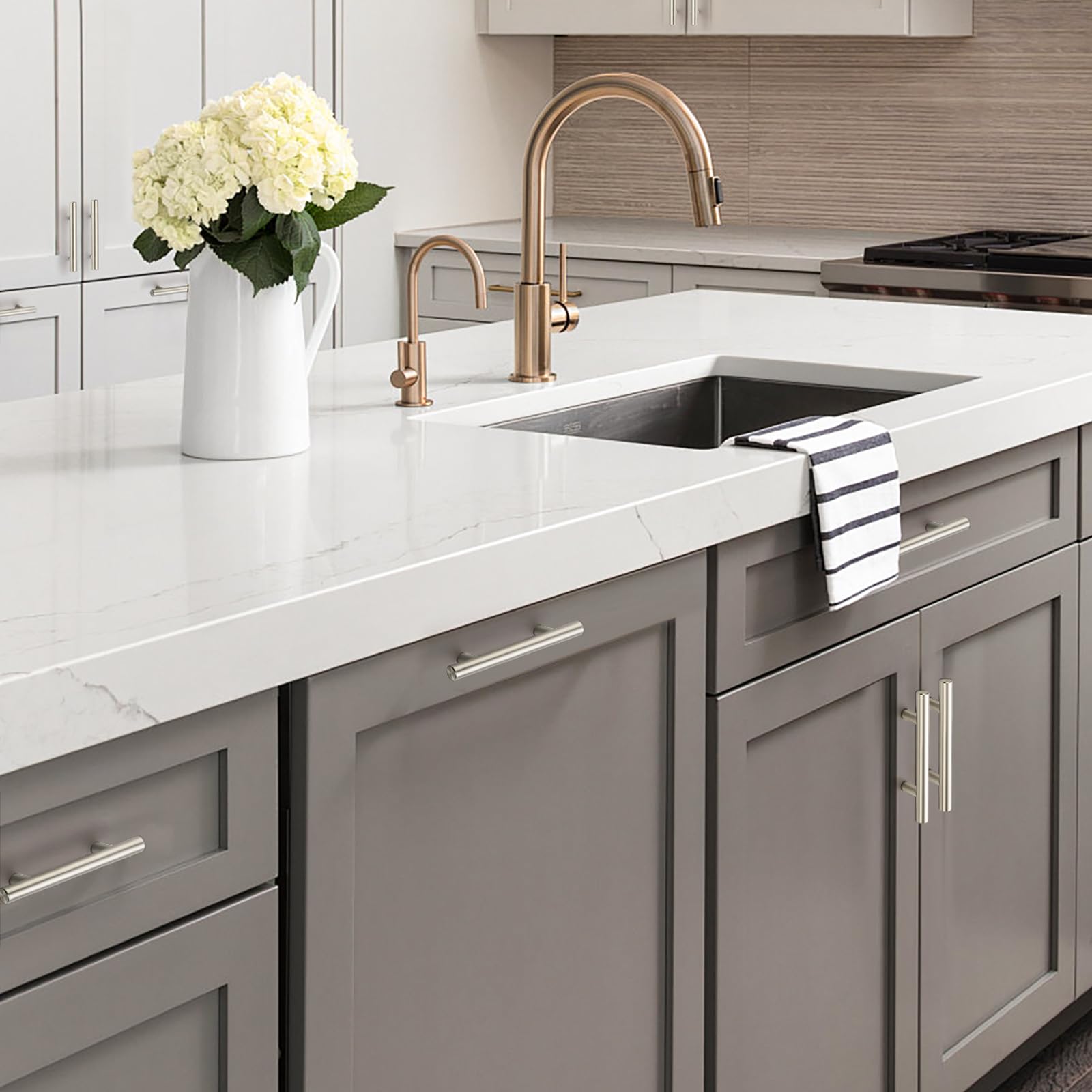 30 Pack 5 Inch Brushed Nickel Cabinet Pulls - Stainless Steel Kitchen Cabinet Handles with 3 Inch (96mm) Hole Center - Durable Drawer Pulls for Cabinets, Cupboards, Wardrobes & Furniture - Perfect for Kitchen Renovation, Bathroom Upgrade & Home Organization