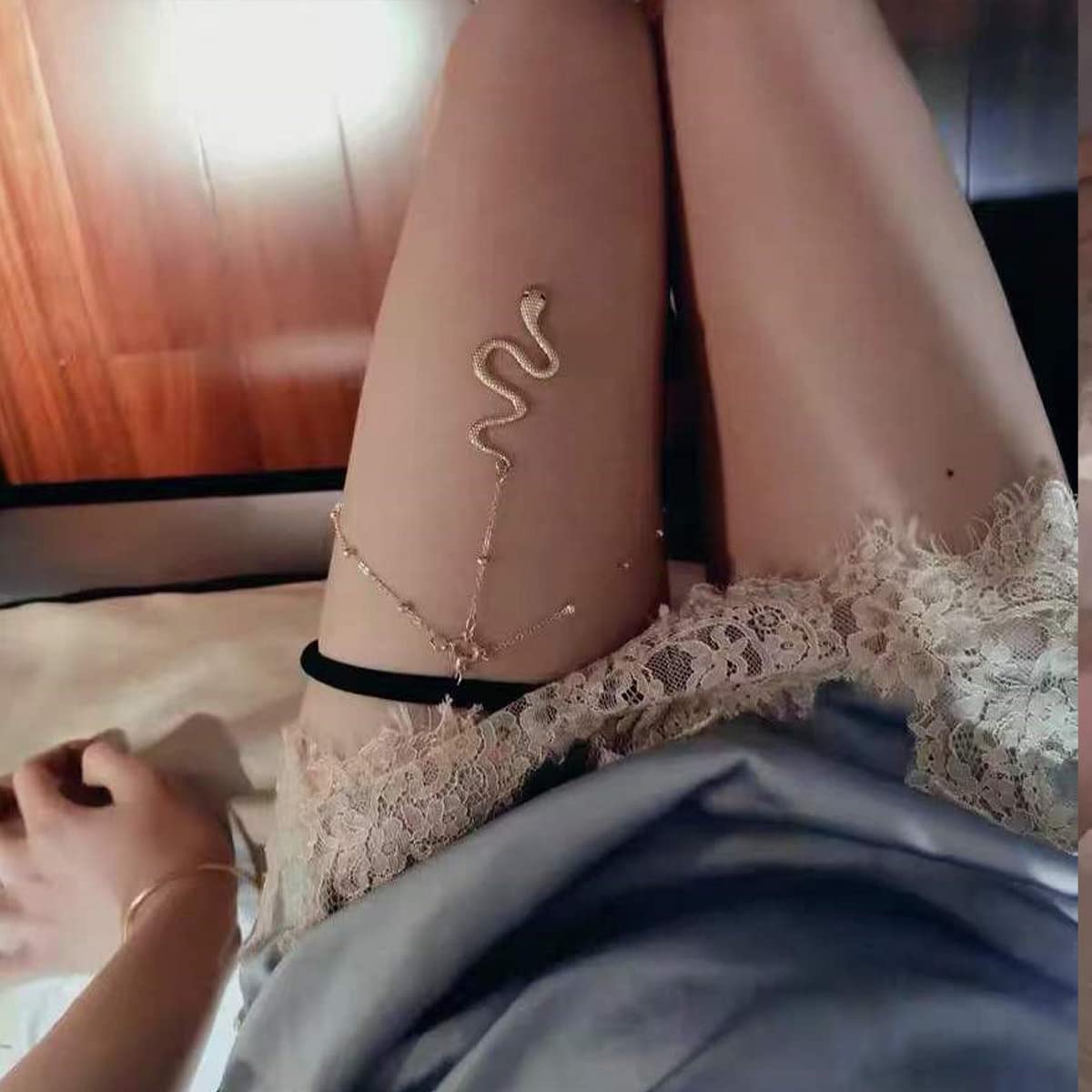 Women's Snake Leg Chain - Boho Thigh Chain with Snake Pendant Body Jewelry | Perfect for Music Festivals, Beach Parties & Boho Fashion Outfits