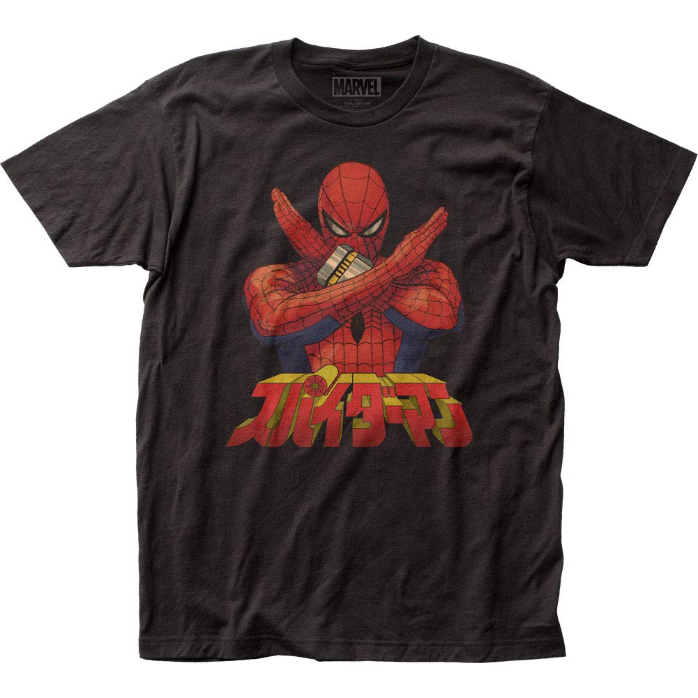 Spider-Man Japanese Spider-Man Fitted Jersey Tee - Official Marvel Anime Style Cotton T-Shirt for Cosplay & Casual Wear