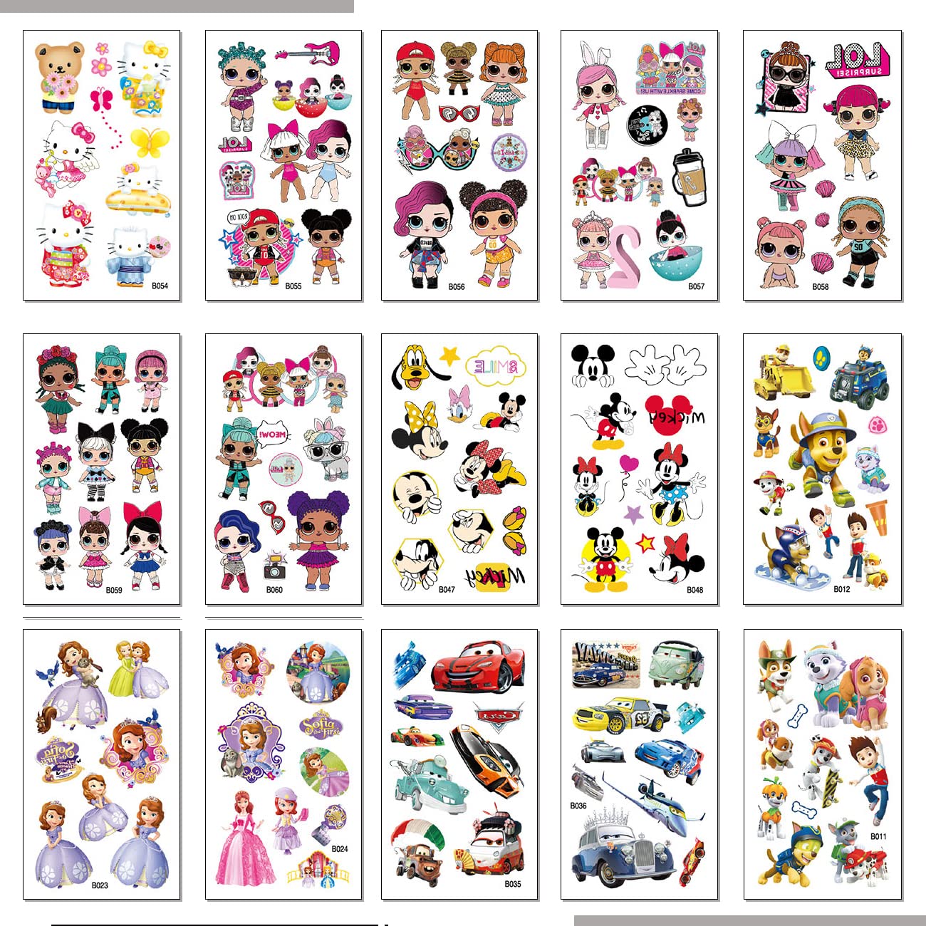 60 Sheets Temporary Tattoos for Kids - Cute Fake Tattoo Stickers with Fun Patterns for Boys & Girls - Perfect for Birthday Parties, Halloween Costumes & Summer Camp Activities