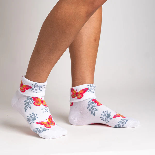 Fun & Colorful Take Flight Crew Socks with Turn Cuff - Perfect for Travel, Work & Everyday Comfort | Sock It To Me