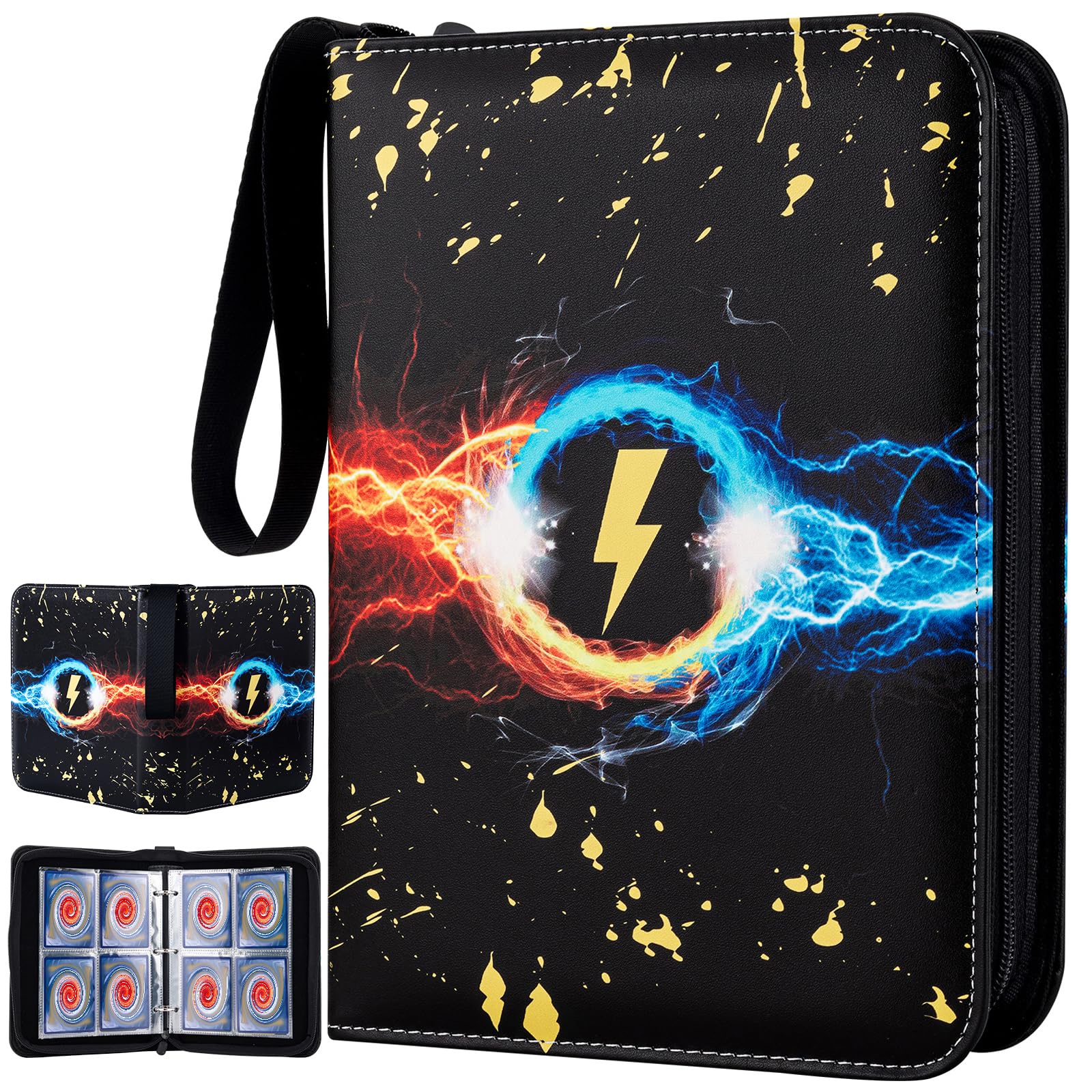 Premium 4-Pocket Card Binder with 50 Removable Sleeves - 400 Capacity TCG Trading Card Album for Standard Size Cards | Black Display Storage Carrying Case | Perfect for MTG, Pokemon & Sports Card Collectors