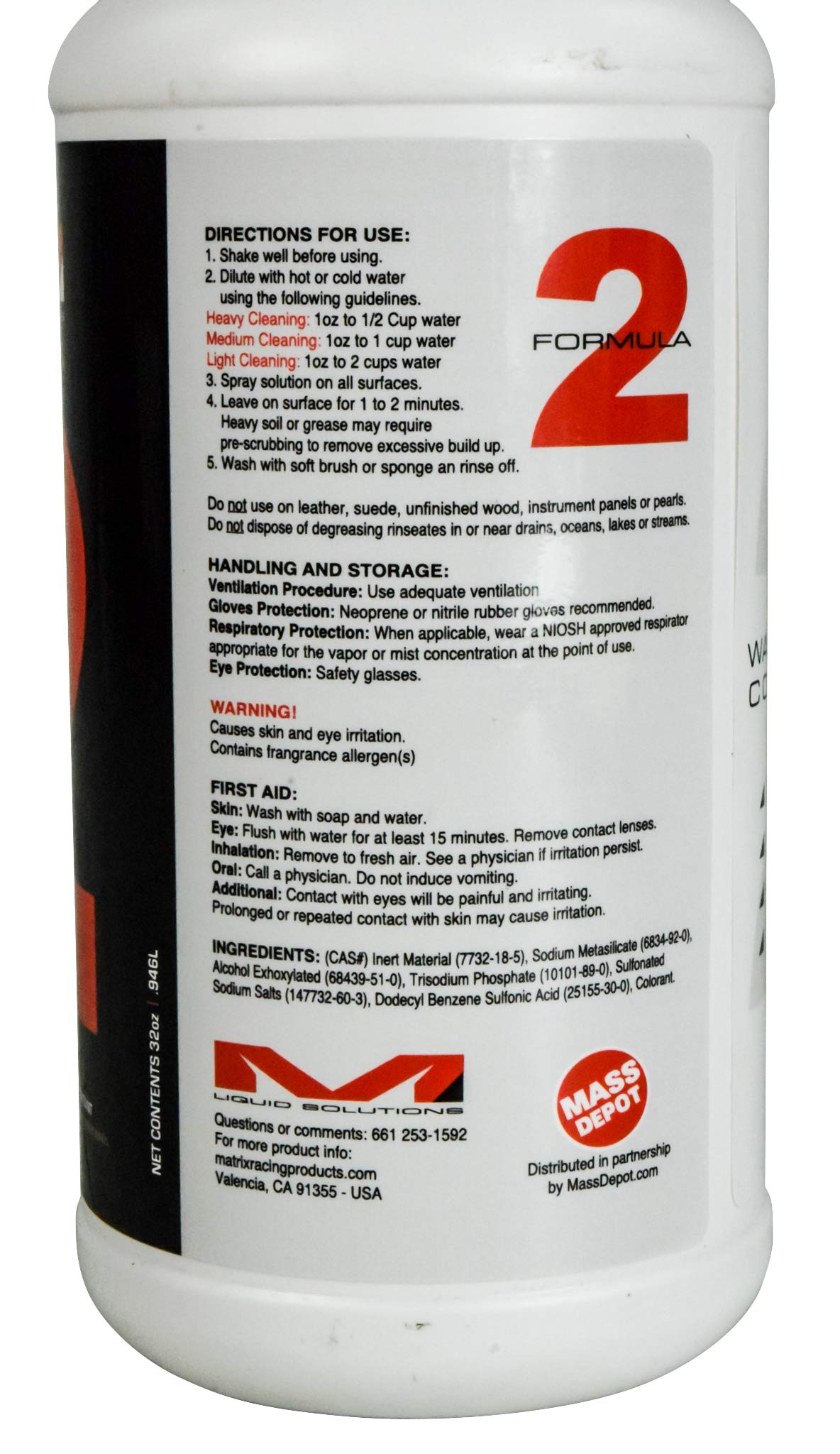 MATRIX Liquid Solutions Formula 2 Biodegradable Wash Degreaser - 32oz (9 Pack) | Heavy-Duty Cleaning for Automotive, Industrial & Home Use | Eco-Friendly Degreaser for Engines, Tools & Surfaces