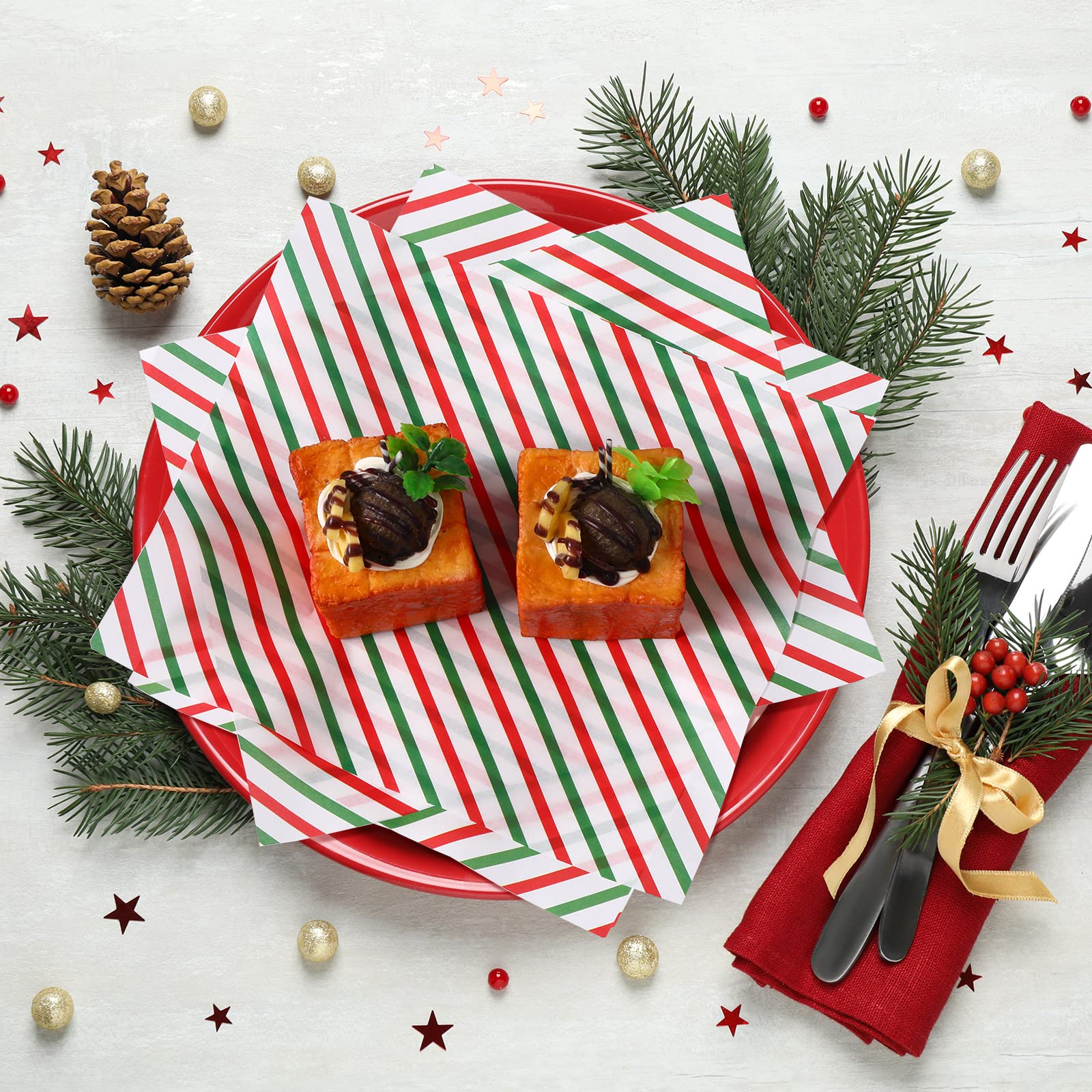 150 Pcs Christmas Wax Paper Sheets - Food Wrapping & Grease Resistant Parchment Paper for Holiday Baking, Kitchen, Picnics | Winter Snowman Tree Design Waterproof Oil Proof Liner