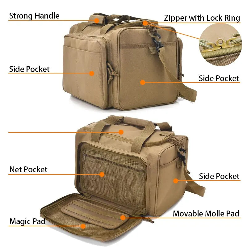 MilitaryKart Heavy Duty Tactical Range Bag - Durable Shooting Range Gear for Pistol & Rifle Accessories | Perfect for Gun Range, Hunting & Outdoor Training