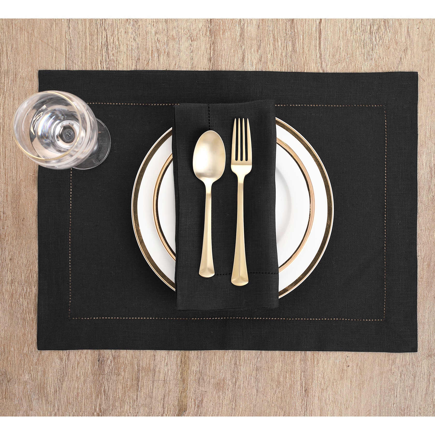 Elegant Classic Hemstitch Placemats Set of 4 - Premium Linen Table Mats for Dining Room Decor, Wedding & Holiday Table Setting - Perfect for Formal Dinner Parties & Home Decor