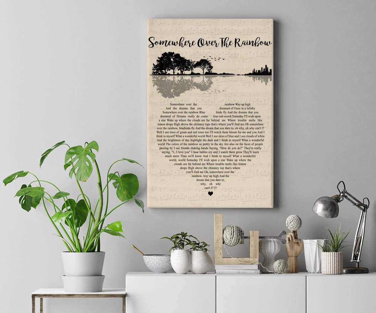 Rainbow Song Lyrics Framed Canvas Print - 8x12 Wall Art for Home Decor