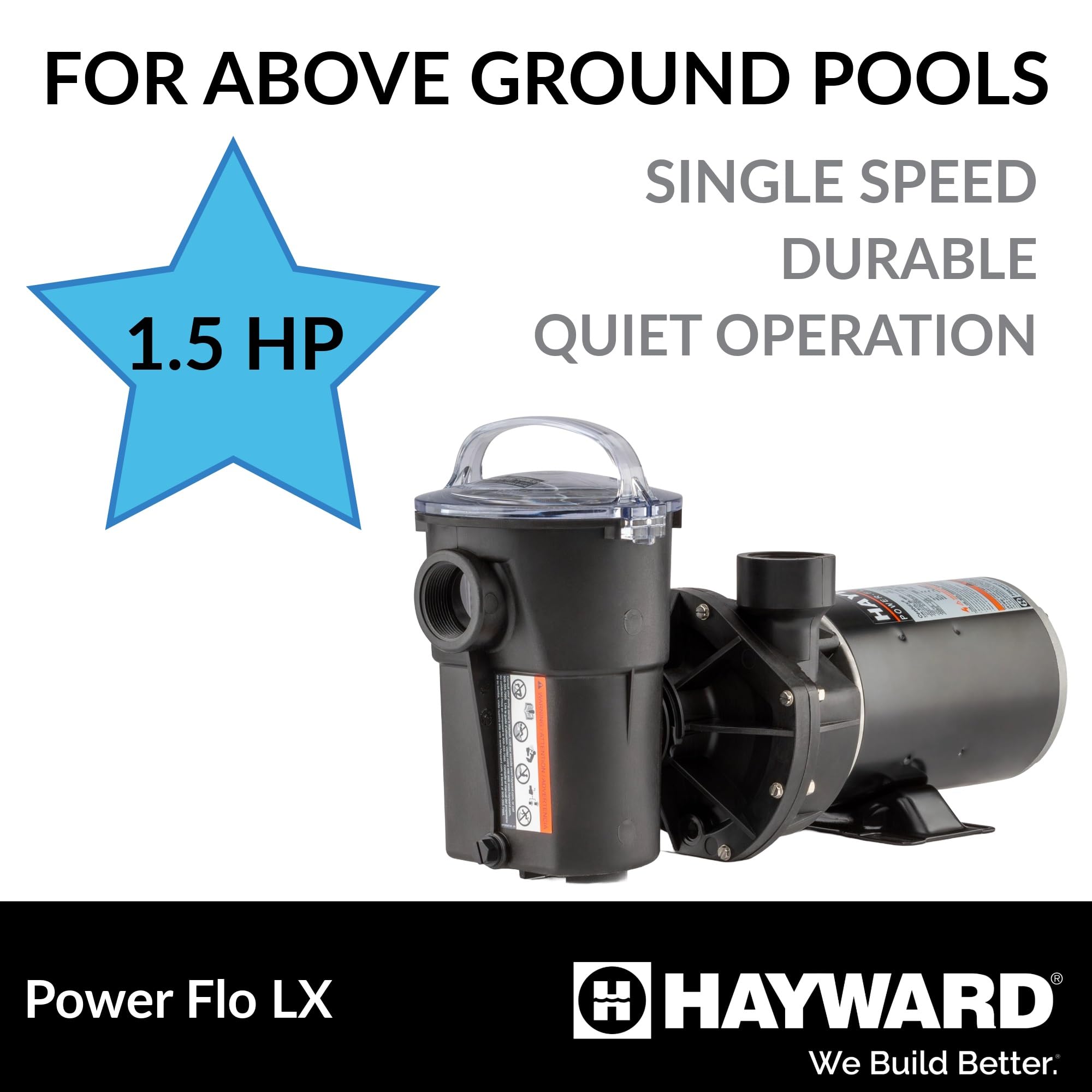 Hayward W3SP1580X15 1.5 HP Power-Flo Pool Pump - High Performance Swimming Pool Water Circulation System for Inground & Above Ground Pools | Perfect for Backyard, Residential & Commercial Use