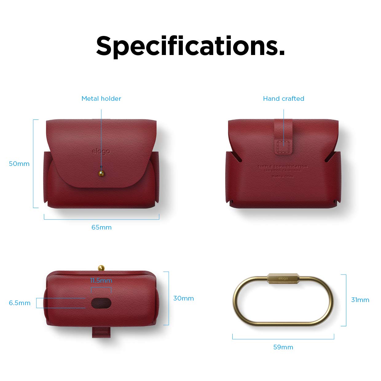 Premium Genuine Leather Case for AirPods Pro 2 & AirPods Pro - Luxury Protective Cover with Keychain & Brass Ring Holder (Red) - Perfect for Travel, Work & Everyday Use