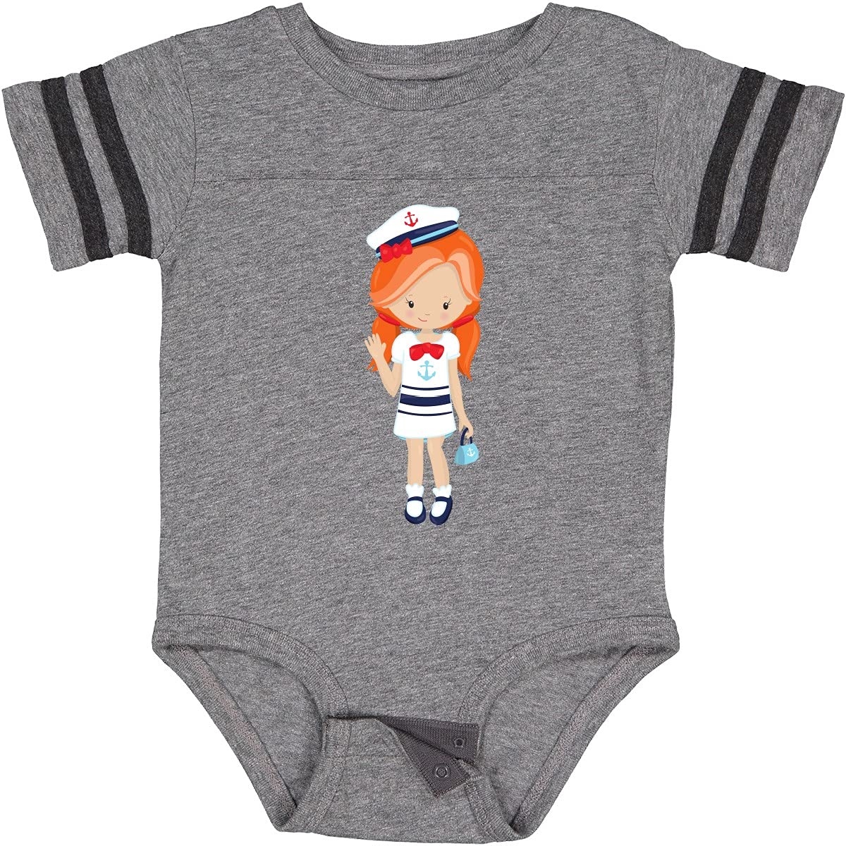 Inktastic Boat Captain & Skipper Cute Girl Orange Hair Baby Bodysuit - Soft Cotton Infant Onesie for Nautical Theme, Beach Outings & Family Photos