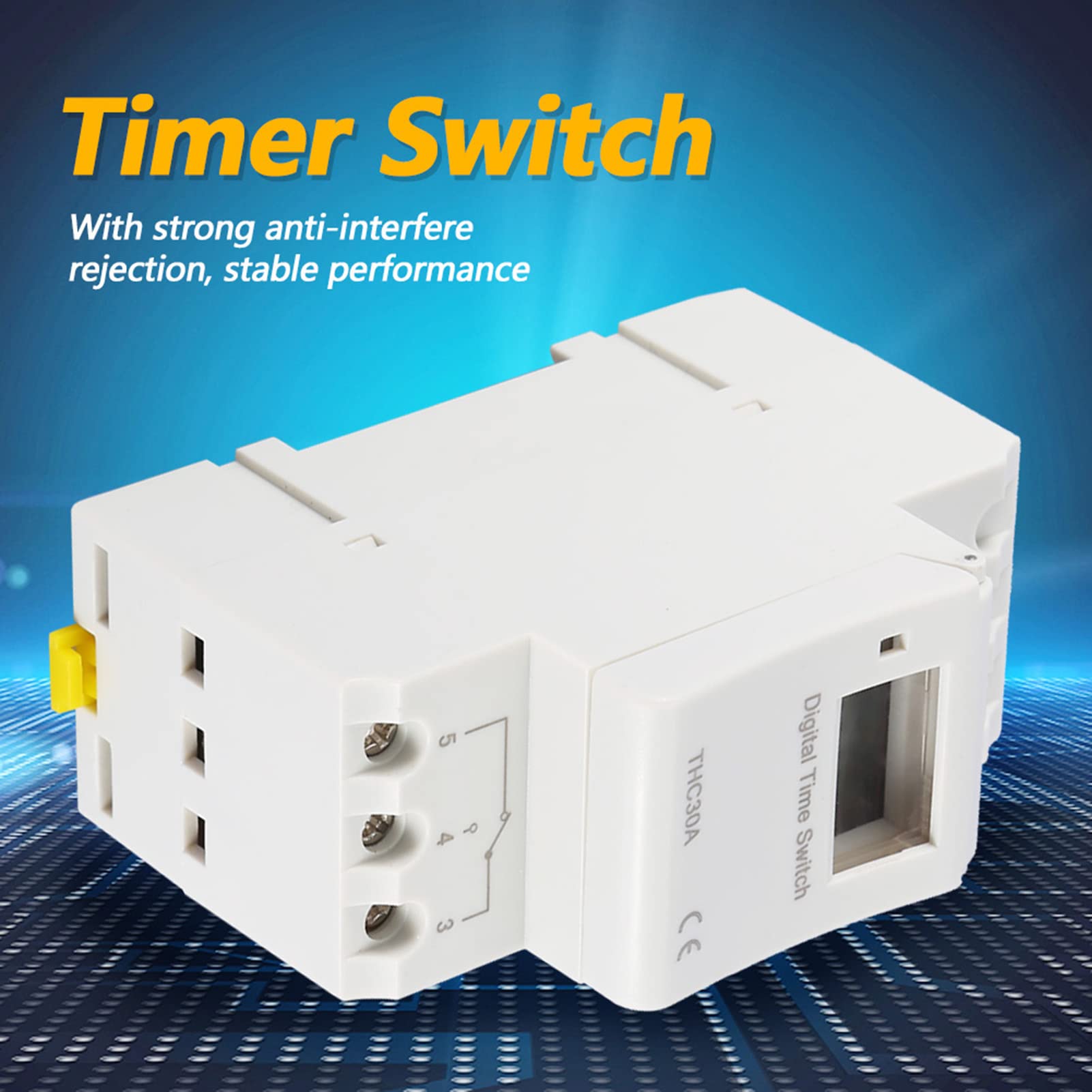 Programmable Digital Timer Switch with LCD Display - 30A DIN Rail Time Relay (12V) for Home Automation, HVAC, and Industrial Control Systems
