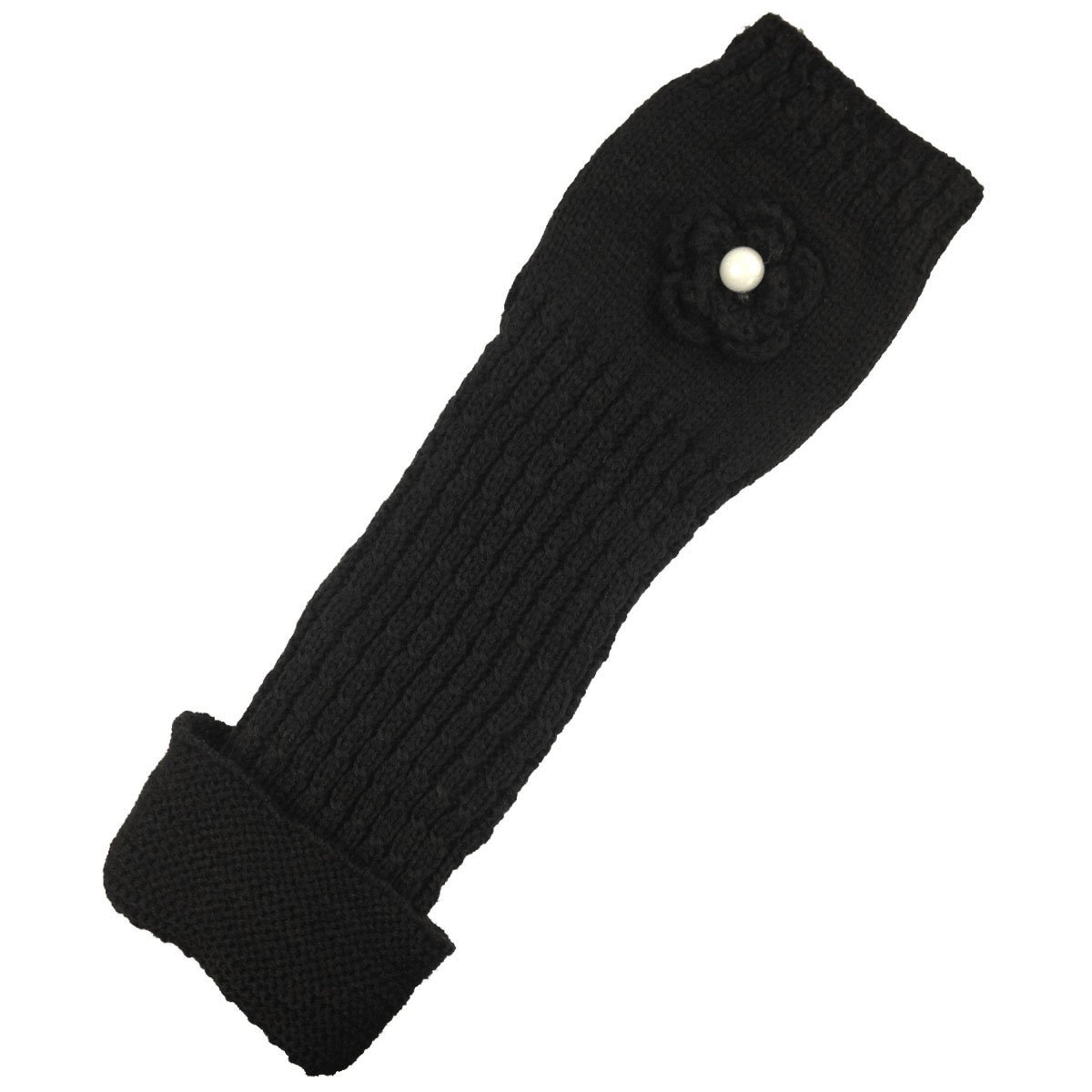 Wrapables Ribbed Arm Warmers Fingerless Gloves - Floral Accent Knit Wrist Warmers for Women | Perfect for Yoga, Running, Cycling & Winter Fashion