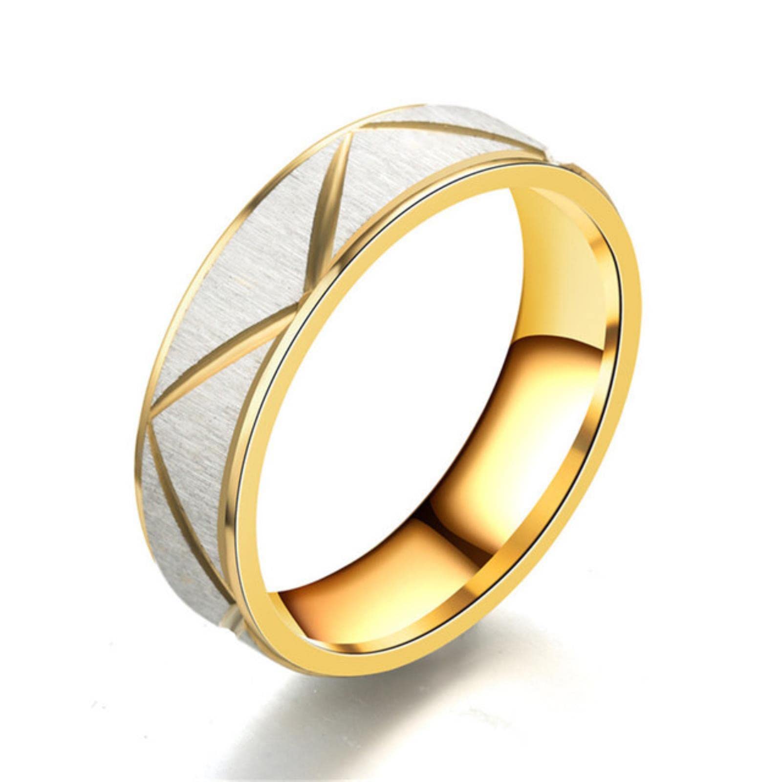 YNAHWT Matte Titanium Steel Wedding Bands for Men & Women - Gold Color Couple Rings, Romantic Jewelry Gifts for Anniversary, Engagement - Perfect for Everyday Wear & Special Occasions